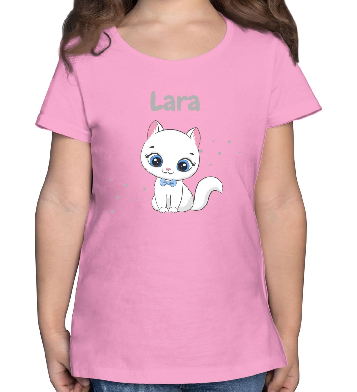 Personalized Gift for Girls - Cute Cat T-Shirt by Shirtracer | Custom Name Design - Pink 164 - Buy Online on GoSupps.com