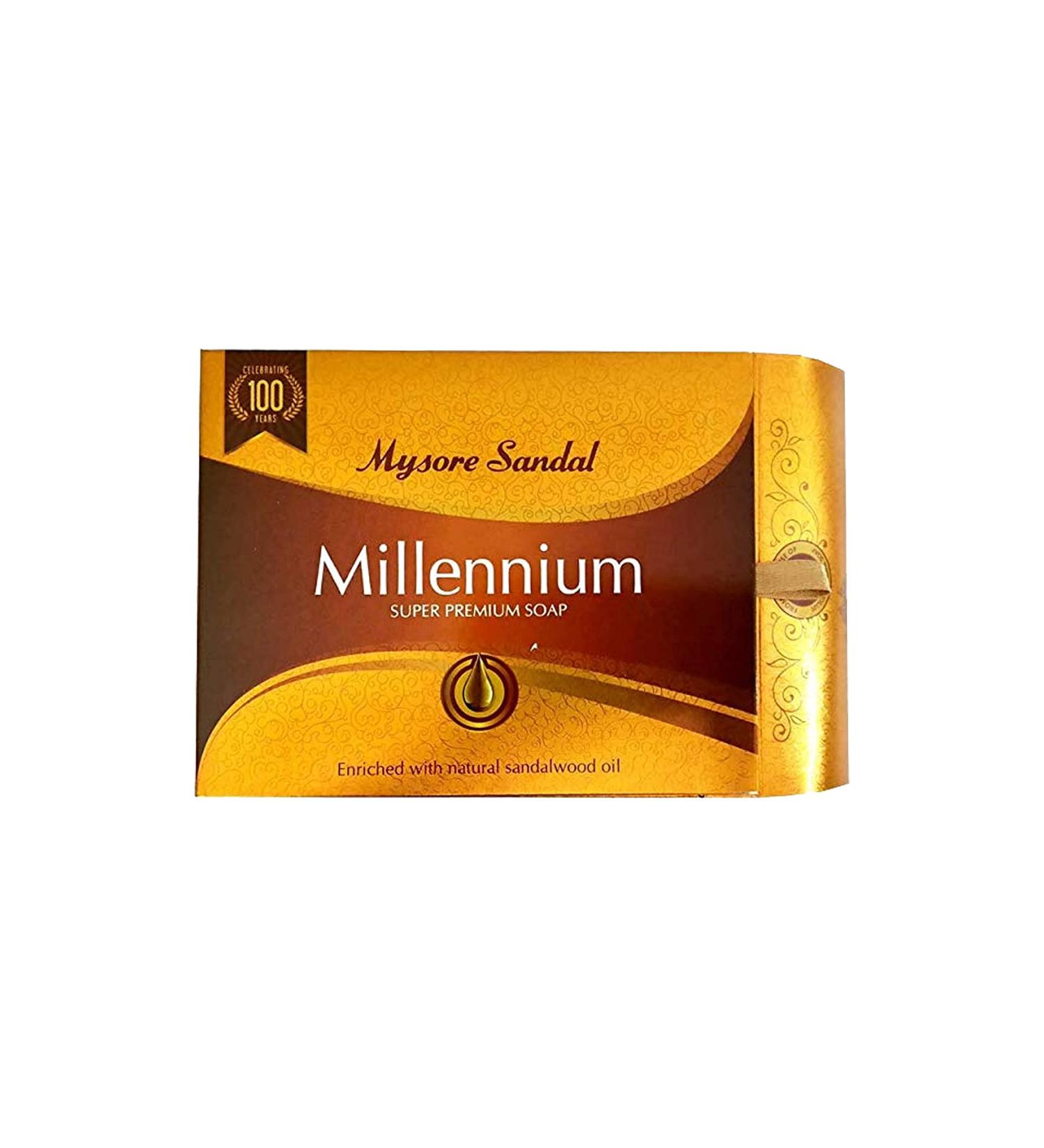 Mysore Sandal Millennium 150 GM Super Premium Sandalwood Soap - Luxurious Natural Skin Care for All Skin Types | International Shipping Available - Buy Online on GoSupps.com