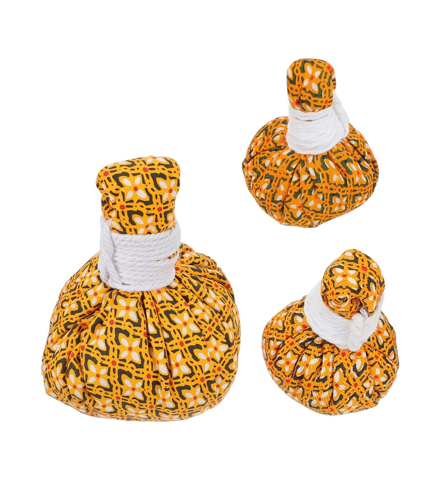Cabilock 3-St Warm Roasted Wormwood Roll - Thai Herbal Compress Ball for Spa & Massage (8x6x6cm Yellow) | International Shipping - Buy Online on GoSupps.com