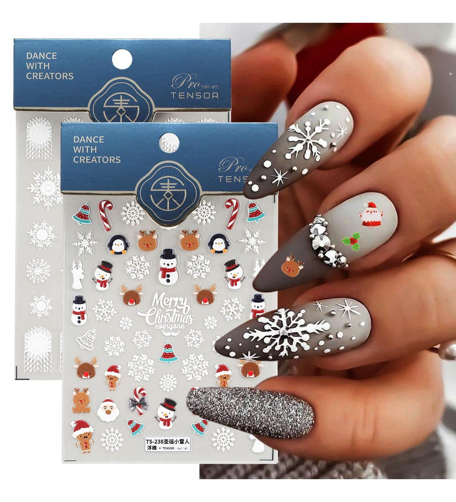 Design for Acrylic Nails Elk Santa Clause Candy 3D Embossed Nail Stickers Snowflakes Nail Sticker Christamas Nail Stickers Nail Art Stickers - Buy Online on GoSupps.com