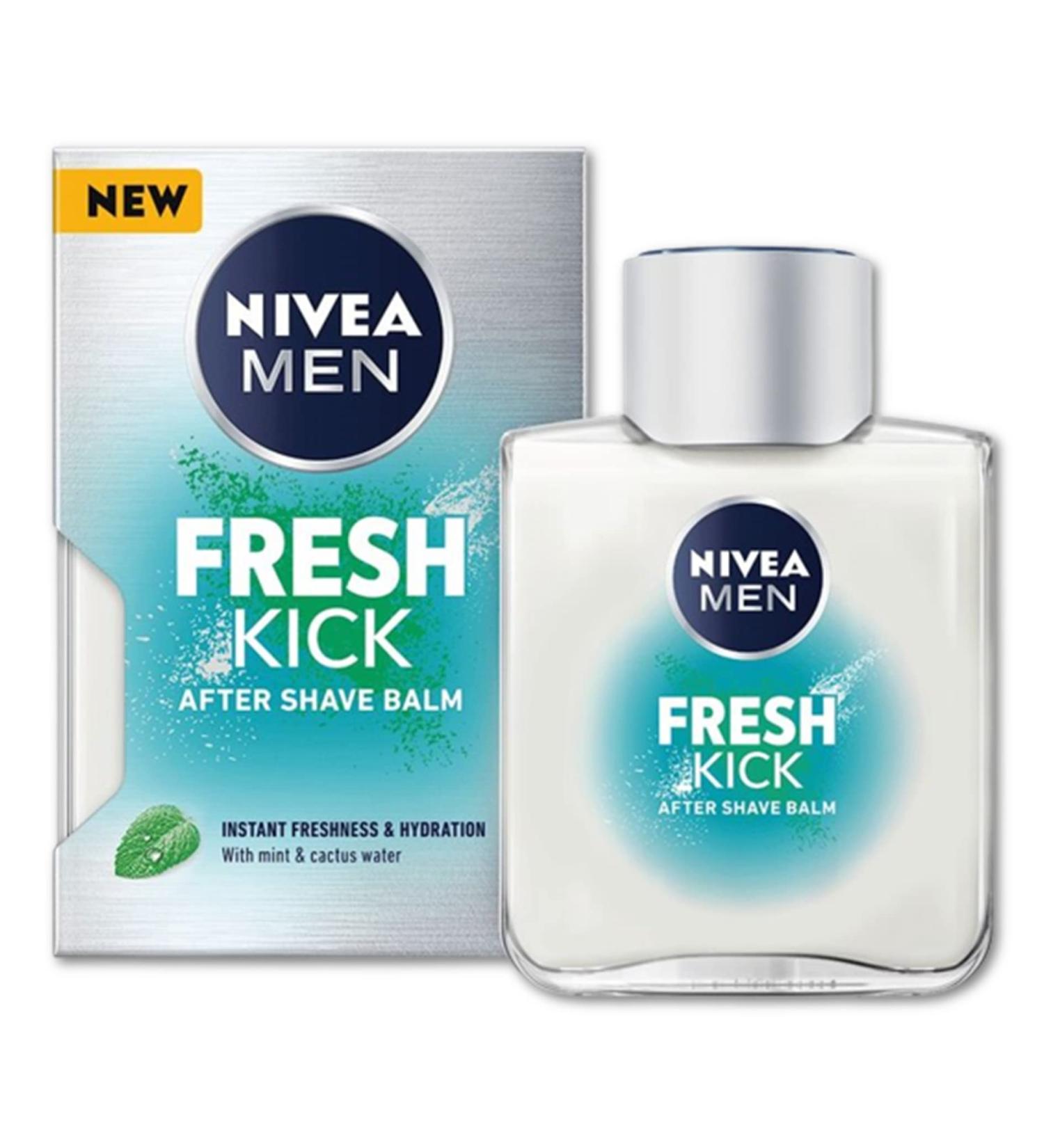 NIVEA MEN FRESH KICK After Shave Balm - Refreshing After Shave Lotion with Mint & Cactus Water | Men's Skin Care (3.38 Fl Oz) - International Shipping Available - Buy Online on GoSupps.com