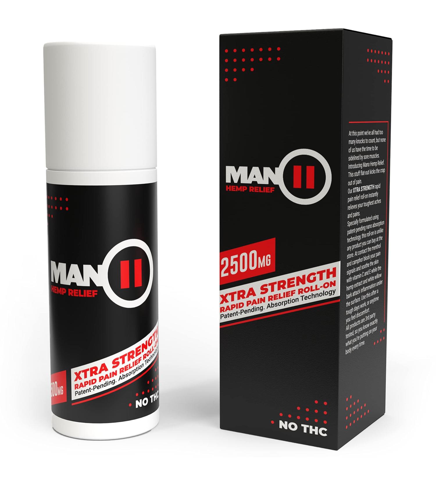Mano Hemp Pain Relief Roll On - 2500mg All-Natural Hemp Isolate for Fast Relief | Muscle Joint & Back Pain | Made in USA - Buy Online on GoSupps.com