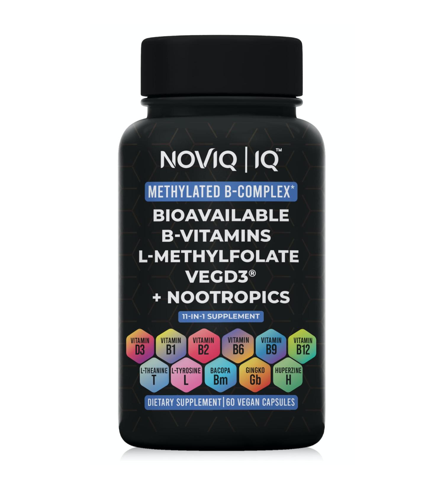 11-in-1 Methylated B-Complex Supplement: 680mcg L-Methylfolate(5-MTHF) Thiamine(B1) Riboflavin(B2) Pyridoxal(B6) Methylcobalamin(B12) - VegD3 + Nootropics - 1,100mg+ Serving - 60 Count - Buy Online on GoSupps.com