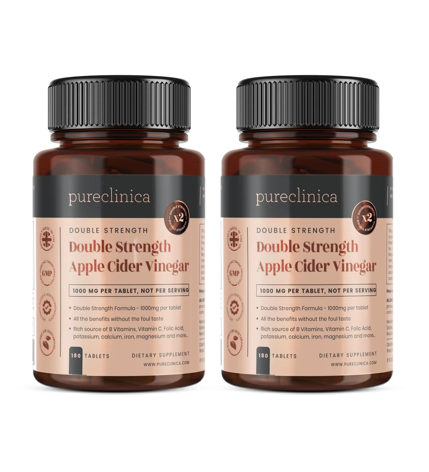 Double Strength Apple Cider Vinegar 1000mg x 360 Tablets - 1 Year Supply (2 Bottles) - Buy Online on GoSupps.com