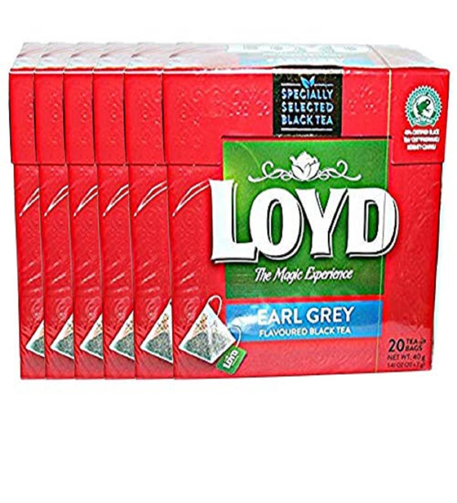Loyd Earl Grey Tea |No Calories | Fat Free | l Healthy Beverage | Rich in Antioxidants | Each Box Contains 20 Teabags -40gram Pack (Pack of 06)