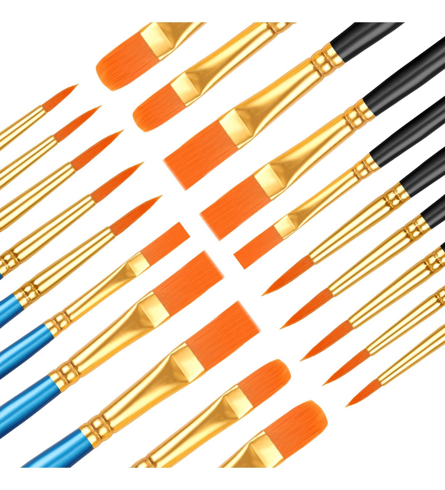 20 Pcs Paint Brush Set for Acrylic, Watercolor, Oil - Miniature Detailing & Rock Painting - Buy Online on GoSupps.com