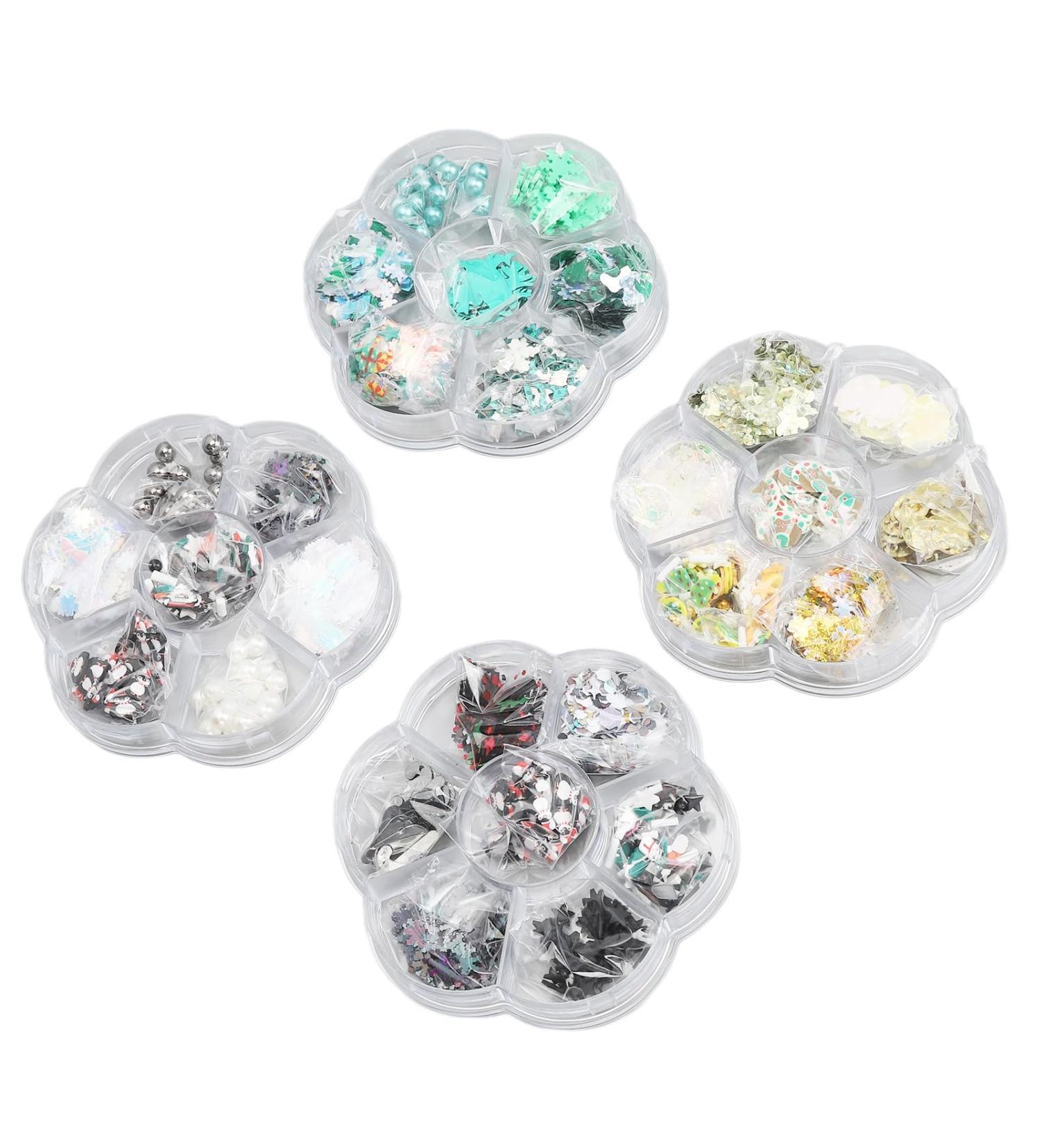 Clay Nail Glitter 4 Boxes Cute Christmas Nail Art Slices 3D Decoration Snowflake for Party for Women - Buy Online on GoSupps.com