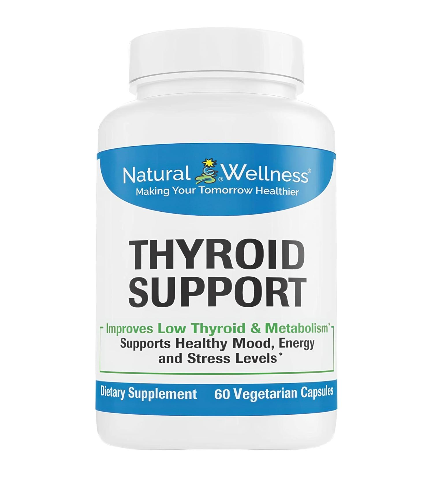 Natural Wellness Thyroid Support Iodine Selenium & L-Tyrosine Supplement for Healthy Thyroid Function Energy and Metabolism Thyroid Support for Women & Men 60 Vegetarian Capsules - Buy Online on GoSupps.com