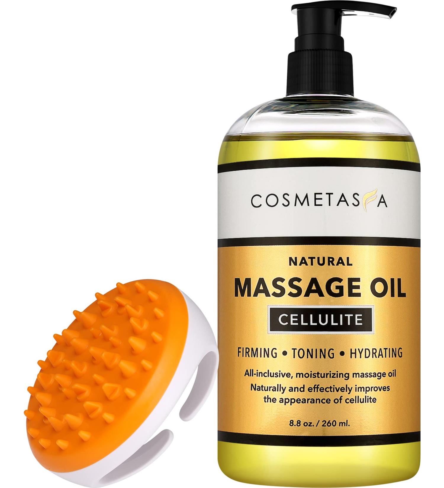 Cellulite Massage Oil & Massager | 100% Natural Treatment for Firm, Toned, & Moisturized Skin | Breaks Down Fat Tissue | Cosmetasa 8.8 Fl Oz - Buy Online on GoSupps.com