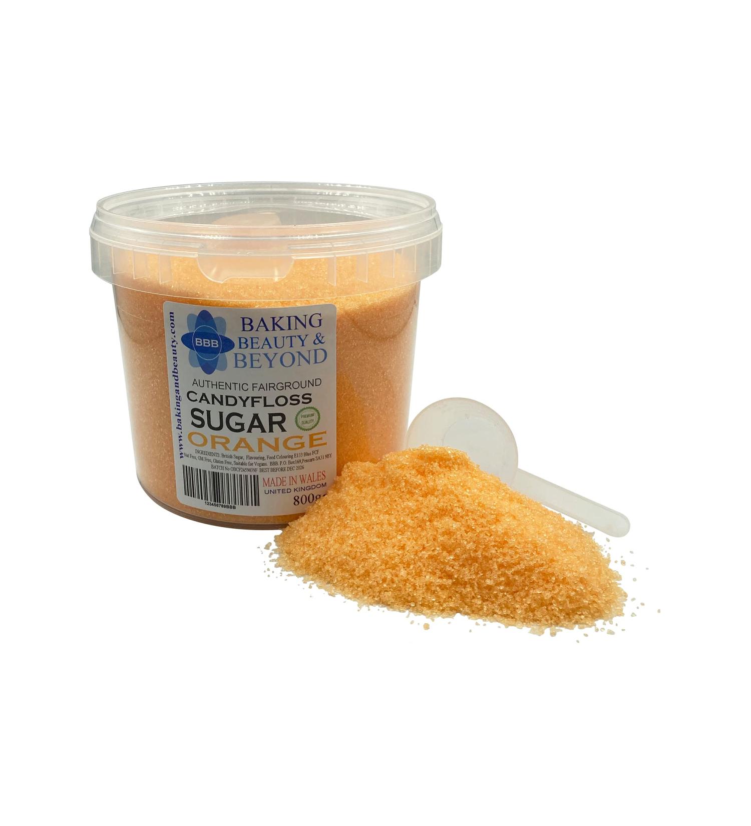 Baking Beauty and Beyond Premium Floss Sugar for Cotton Candy - Cotton Candy Flossing Sugar with Natural Ingredients Perfect for Every Occasion Bulk Floss Sugar 800g - Orange Flavour - Buy Online on GoSupps.com
