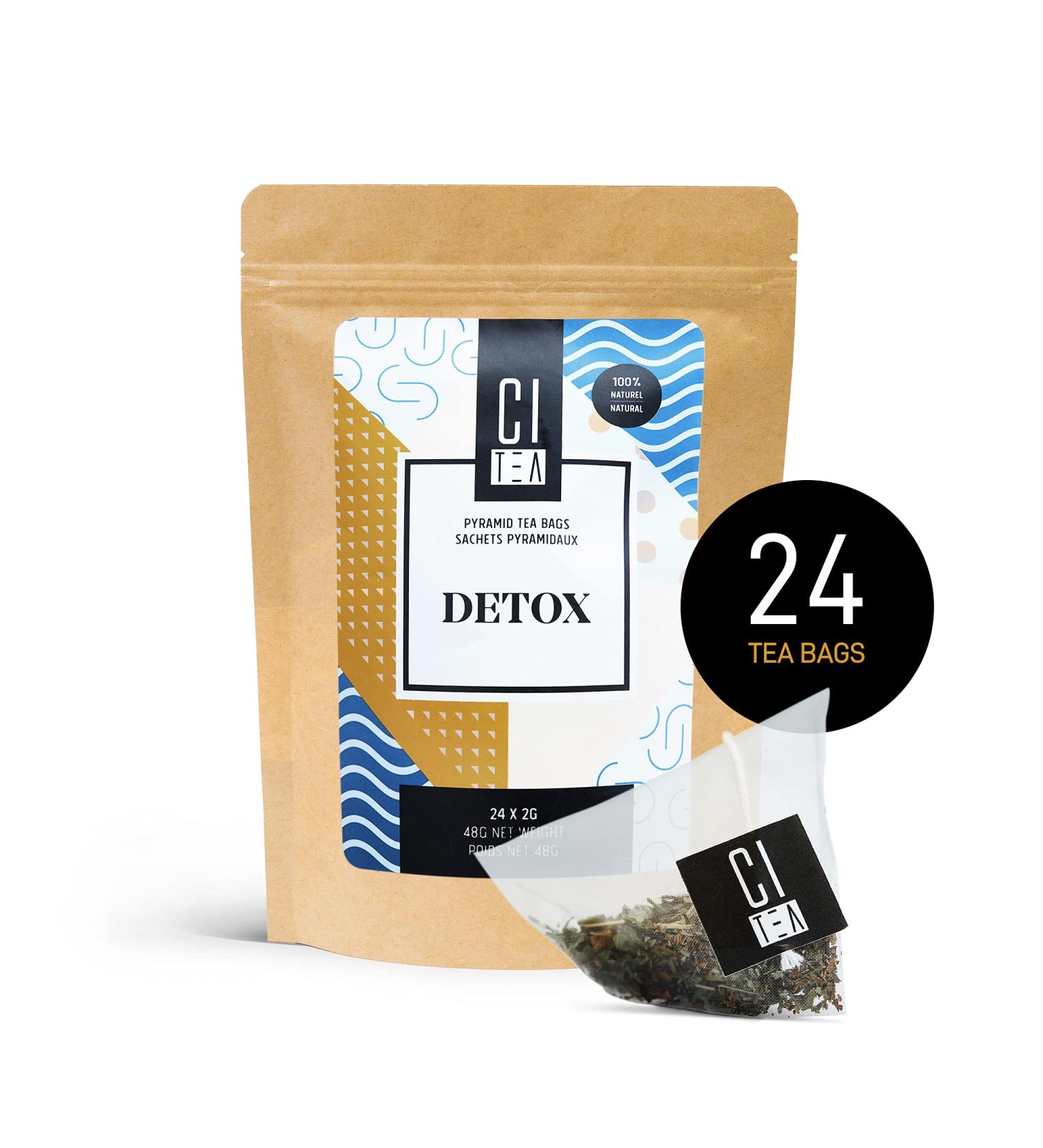 Herbal Natural Detox Tea 8 to 24 Day Teatox in 24x2g Pyramid Teabags-Citea (Detox 48g) Detox 48 - Buy Online on GoSupps.com