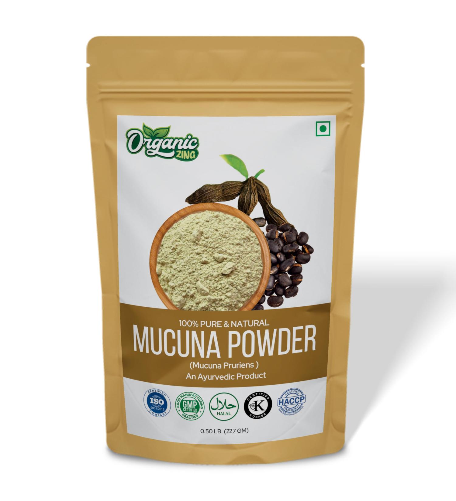 ORGANIC ZING Mucuna Powder Food Grade 227 g / 8 oz - Natural Plant Powder for Smoothies and Culinary Use