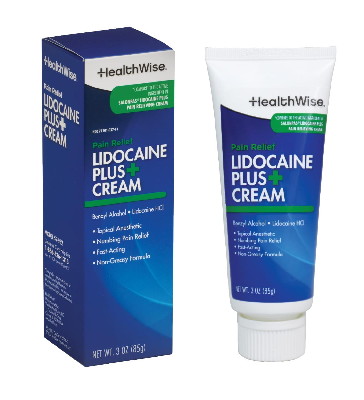 HealthWise Lidocaine Plus+ Cream | Numbs Away Pain | | Non-Greasy | 3.0 Oz | 4% OTC Lidocaine + 10% Benzyl Alcohol | Topical Anesthetic - Buy Online on GoSupps.com