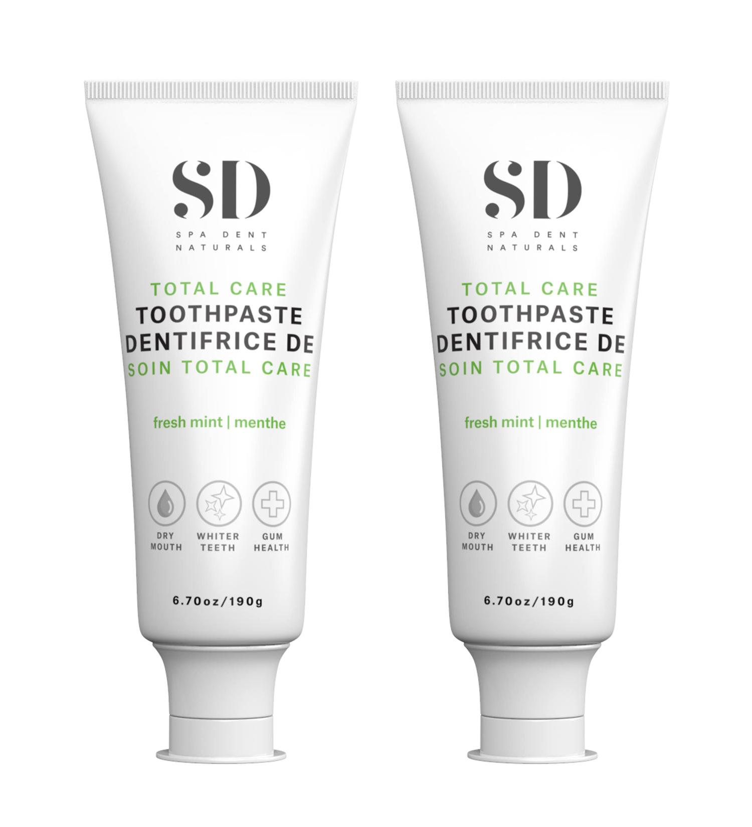 Spa-Dent Total Care Toothpaste Made in Canada with Advanced Dental Grade Ingredients (6.70oz/190g - 2 Pack) 380 g (Pack of 1) - Buy Online on GoSupps.com