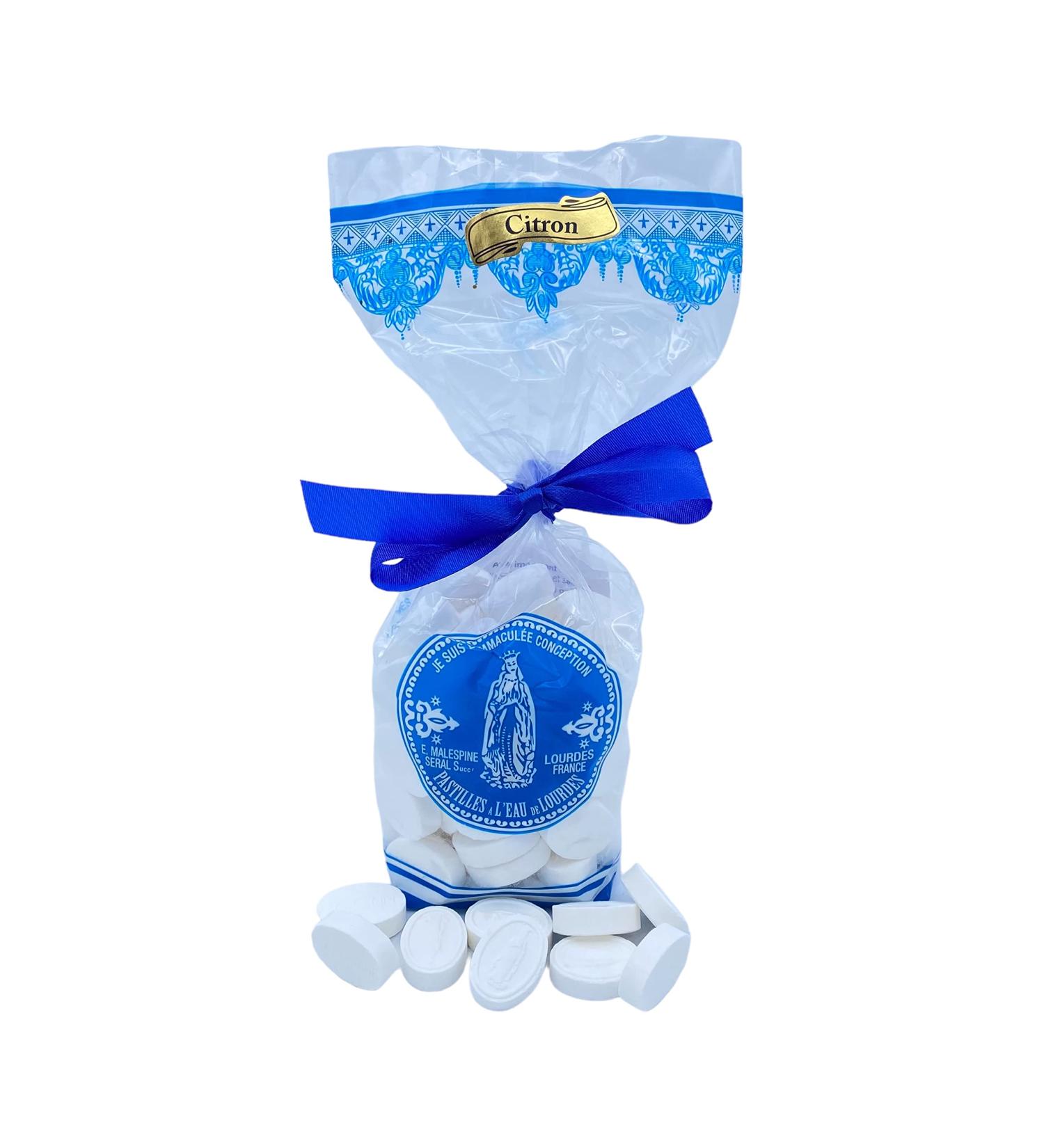 MALESPINE - Lourdes water lozenges lemon flavor in souvenir bag 200g - Buy Online on GoSupps.com