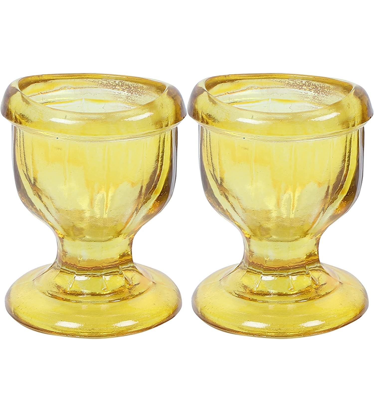 Glass Eye Wash Cup Set for Healthy Eyes | Soothing Relief from Allergens and Irritants | Eye-Shaped Rim for Comfort | Set of 2 Yellow - Buy Online on GoSupps.com