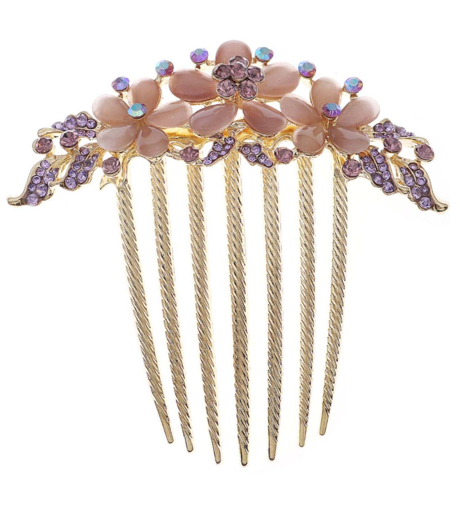 DOITOOL Opal Comb Womens Hair Clips Combs for Women Hair Barrettes for Women Hair Comb for Women Hair Comb Clips for Women Fine Tooth Alloy Back of Head French Purple Bride - Buy Online on GoSupps.com