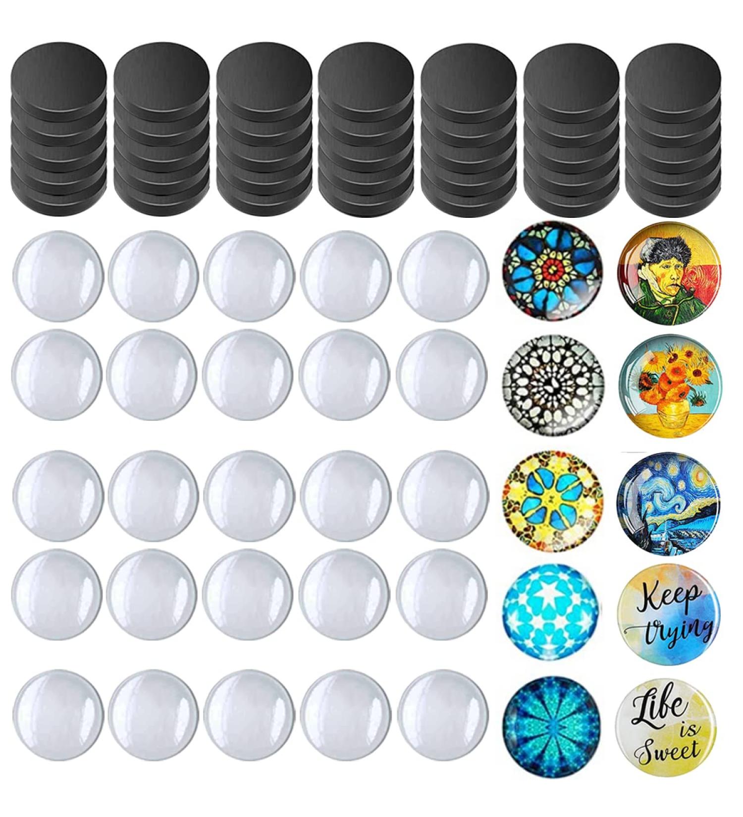 80pcs Round Glass Magnets & Clear Cabochons Set for DIY Crafts, Fridge, Office & Whiteboard - Buy Online on GoSupps.com