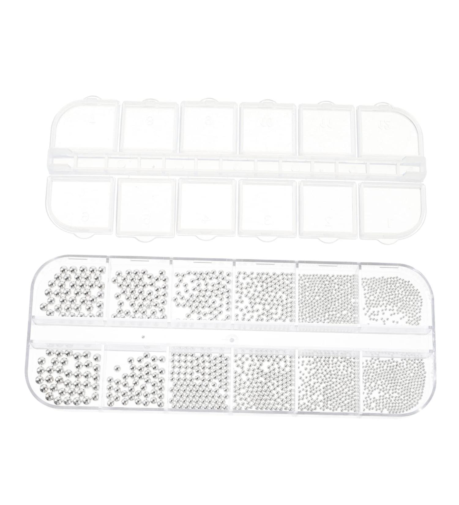 Healeved 1 Box Nail Drill Metal Nail Tips Manicure Jewelry Accessories for Appliques Embellishments Manicure Decorations Nail Art Accessories Nail Charm Steel Ball 3d Mini 13X5X1cm Silver - Buy Online on GoSupps.com