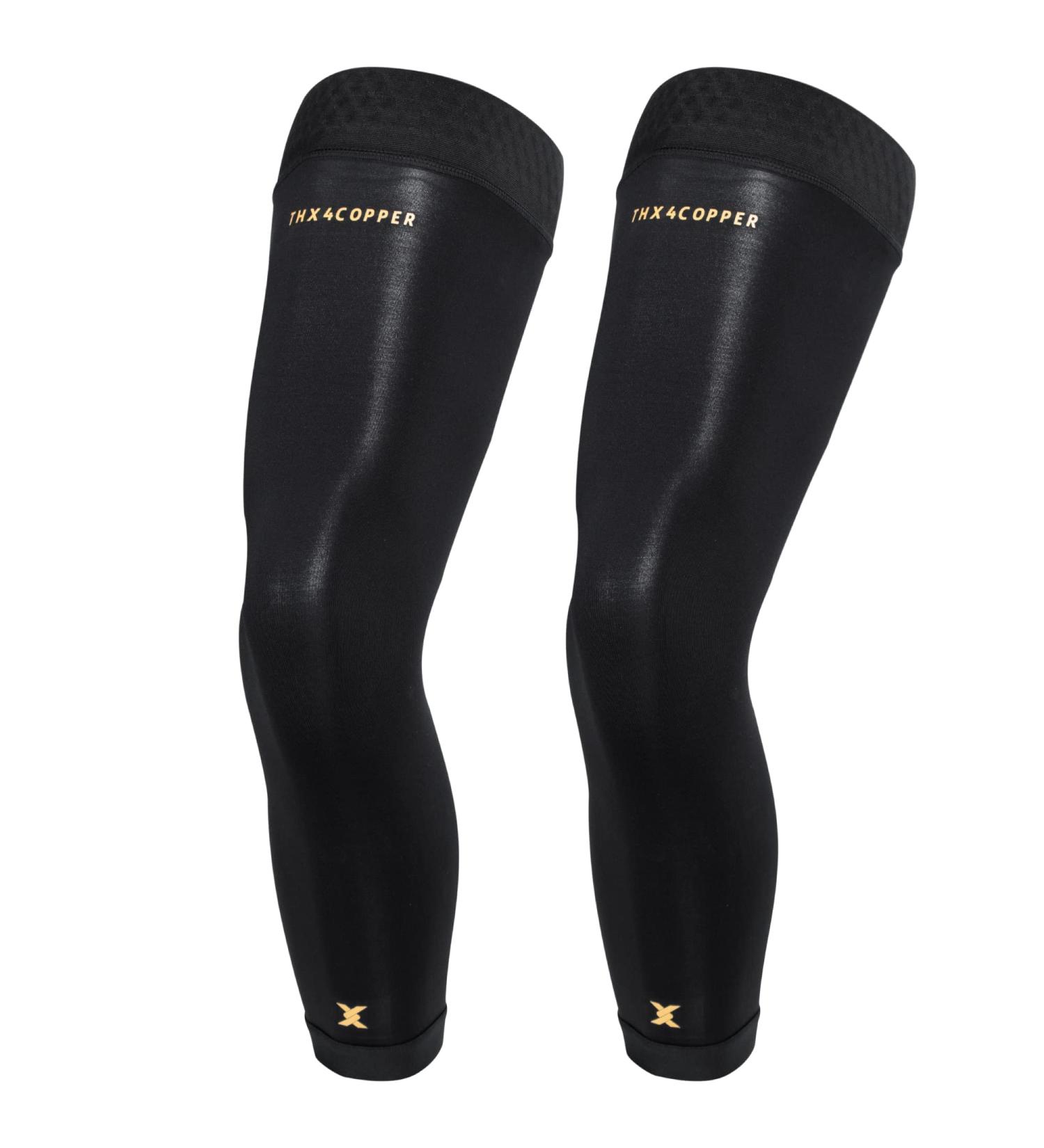 Thx4COPPER Full Leg Compression Sleeves - Knee Stabilizer Brace for Running, Basketball, Cycling - Men & Women (Pair) - Buy Online on GoSupps.com