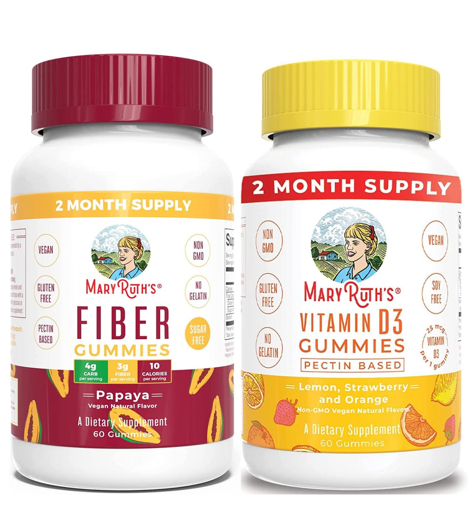 MaryRuth's Fiber & Vitamin D3 Gummies Bundle | Gut & Bone Health Support | Vegan Non-GMO - Buy Online on GoSupps.com