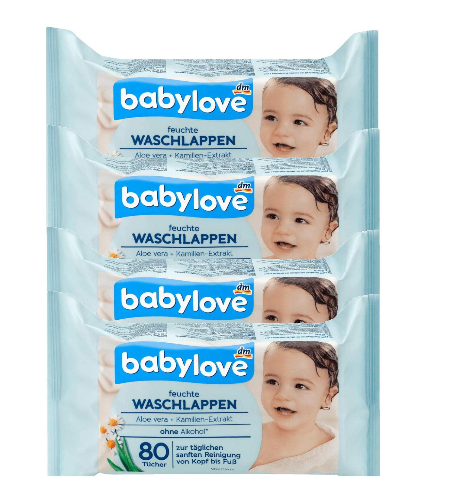 babylove wet washcloths pack of 4 (4 x 80 pieces) Aloe Vera 80 pieces (pack of 4)