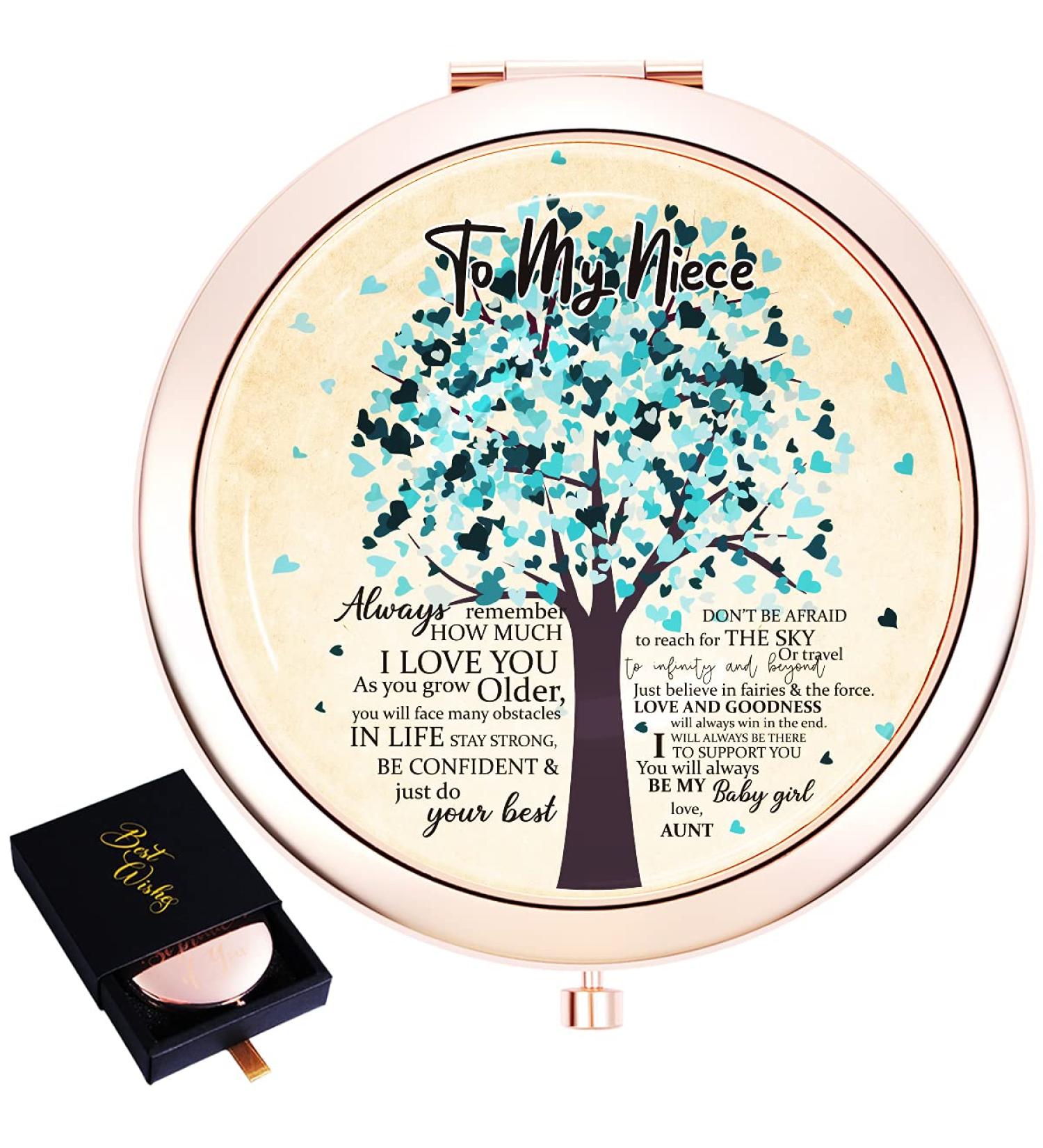 Wailozco Personalized Rose Gold Compact Mirror - Unique Gift for Niece from Mom - Meaningful Niece Graduation Birthday Present - Buy Online on GoSupps.com