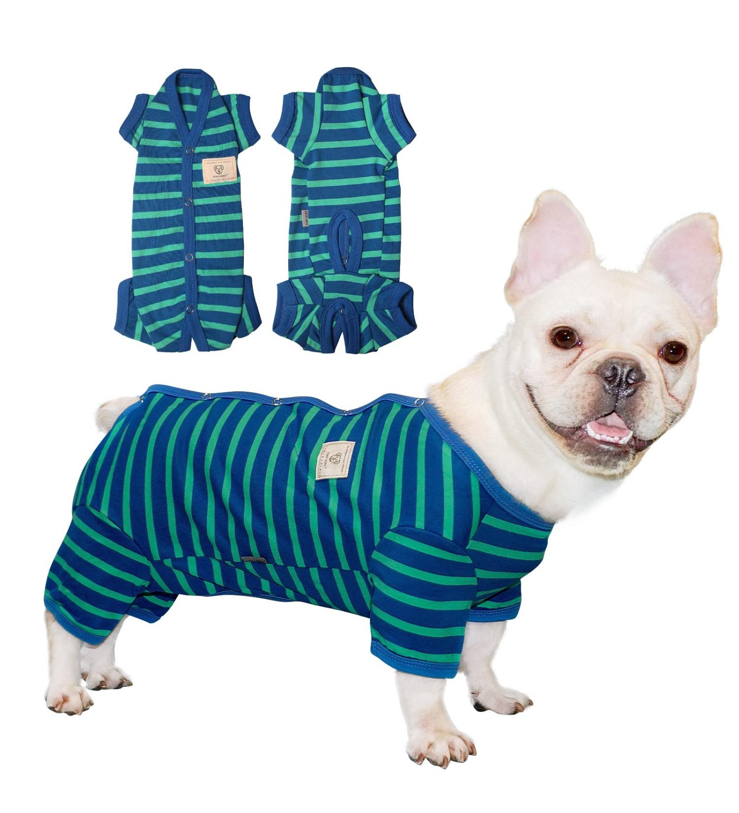 Tony Hoby Shirts for Dogs | Soft & Breathable Dog T-Shirt - Striped Suit for Small Medium & Large Boys (Dark Blue L) - Buy Online on GoSupps.com