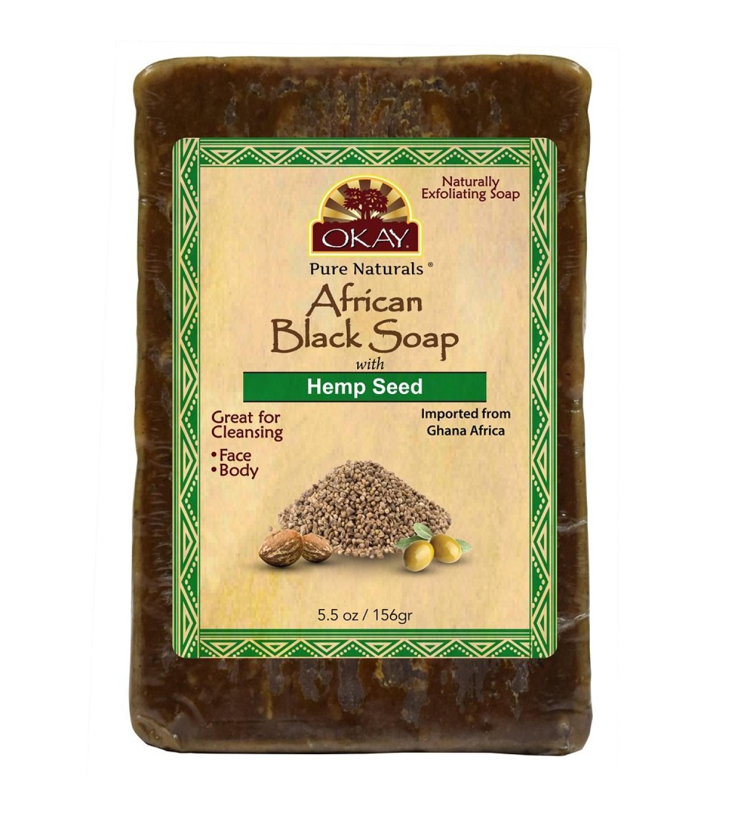 Buy OKAY Pure Naturals African Black Soap with Hemp Seed - 5.5oz | Natural Skin Care | International Shipping Available - Buy Online on GoSupps.com