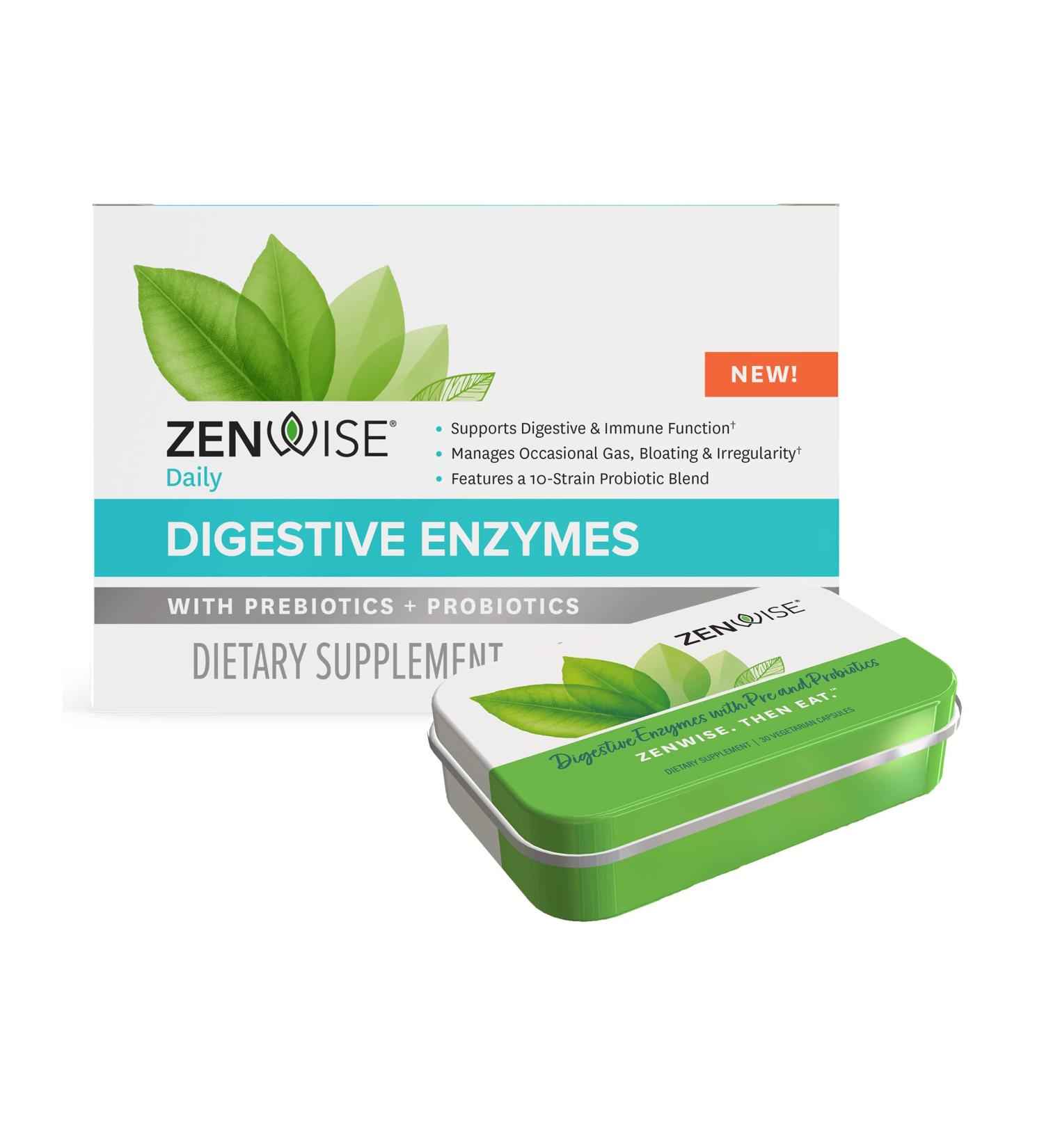 Zenwise Health Digestive Enzymes with Pre & Probiotics - 30 Vegetarian Capsules for Gut Health - Buy Online on GoSupps.com