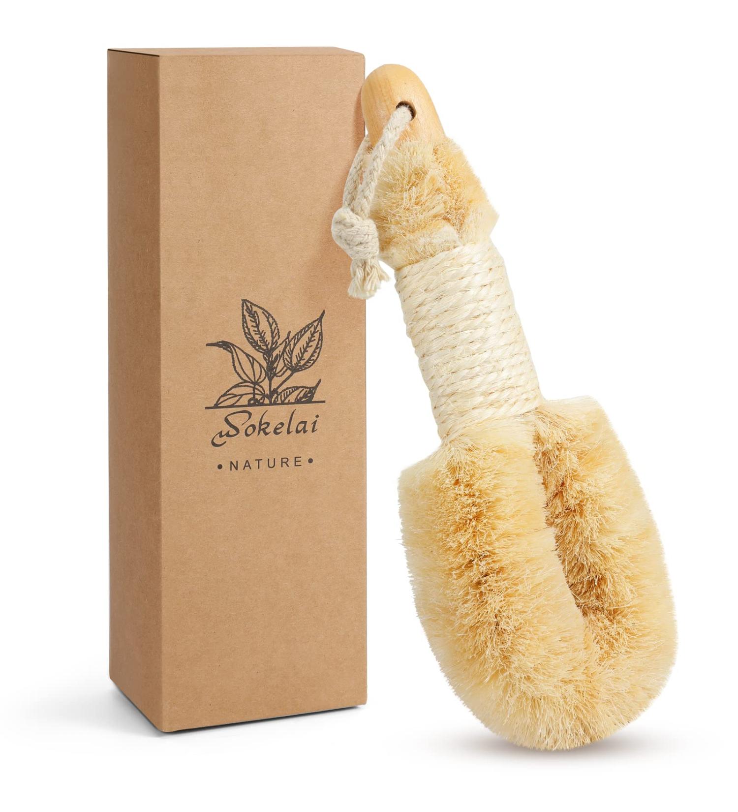 Dry Skin Brushing Body Brushes - Natural Bristle Sisal Brush for Lymphatic Drainage and Exfoliation. Improve Blood Circulation, Prevent Ingrown Hairs. Perfect for Bath and Shower - Buy Online on GoSupps.com