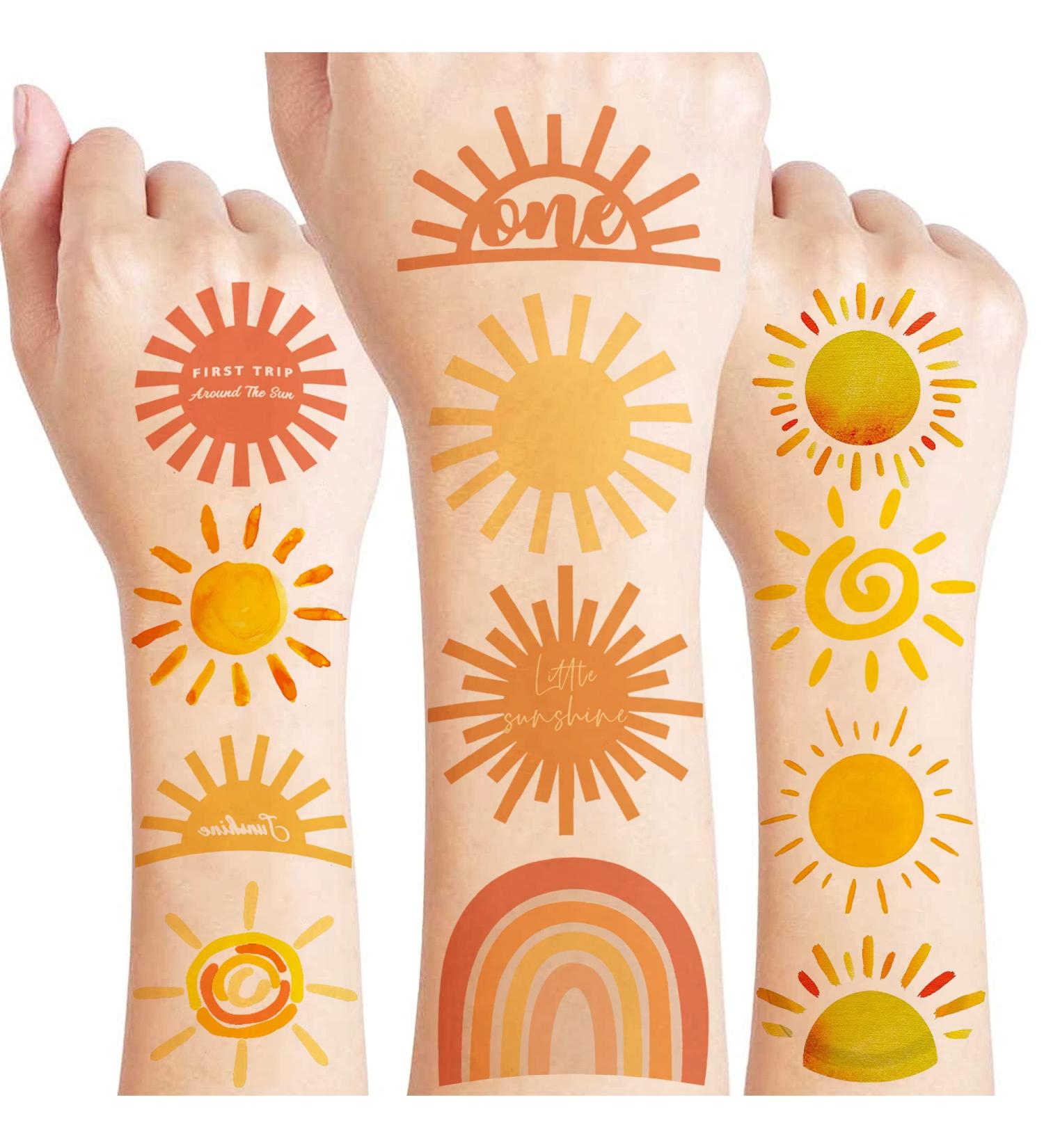 Sun Tattoo Temporary Tattoos 96 PCS - Birthday Party Decorations & Favors for Kids - Classroom Rewards & Prizes - Green Theme - Buy Online on GoSupps.com