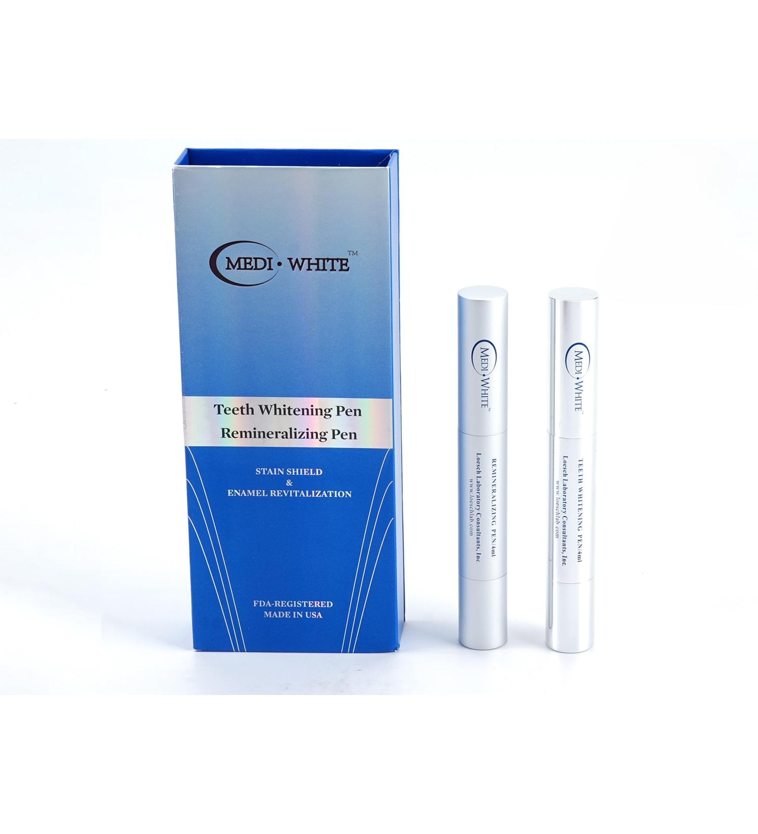 MEDIWHTIE Dual Action Teeth Whitening Kit with Teeth Whitener Pen & Remineralization Gel Pen for Sensitive Teeth On-The-go whitening Applicator Stain Removal Travel-Friendly - Buy Online on GoSupps.com