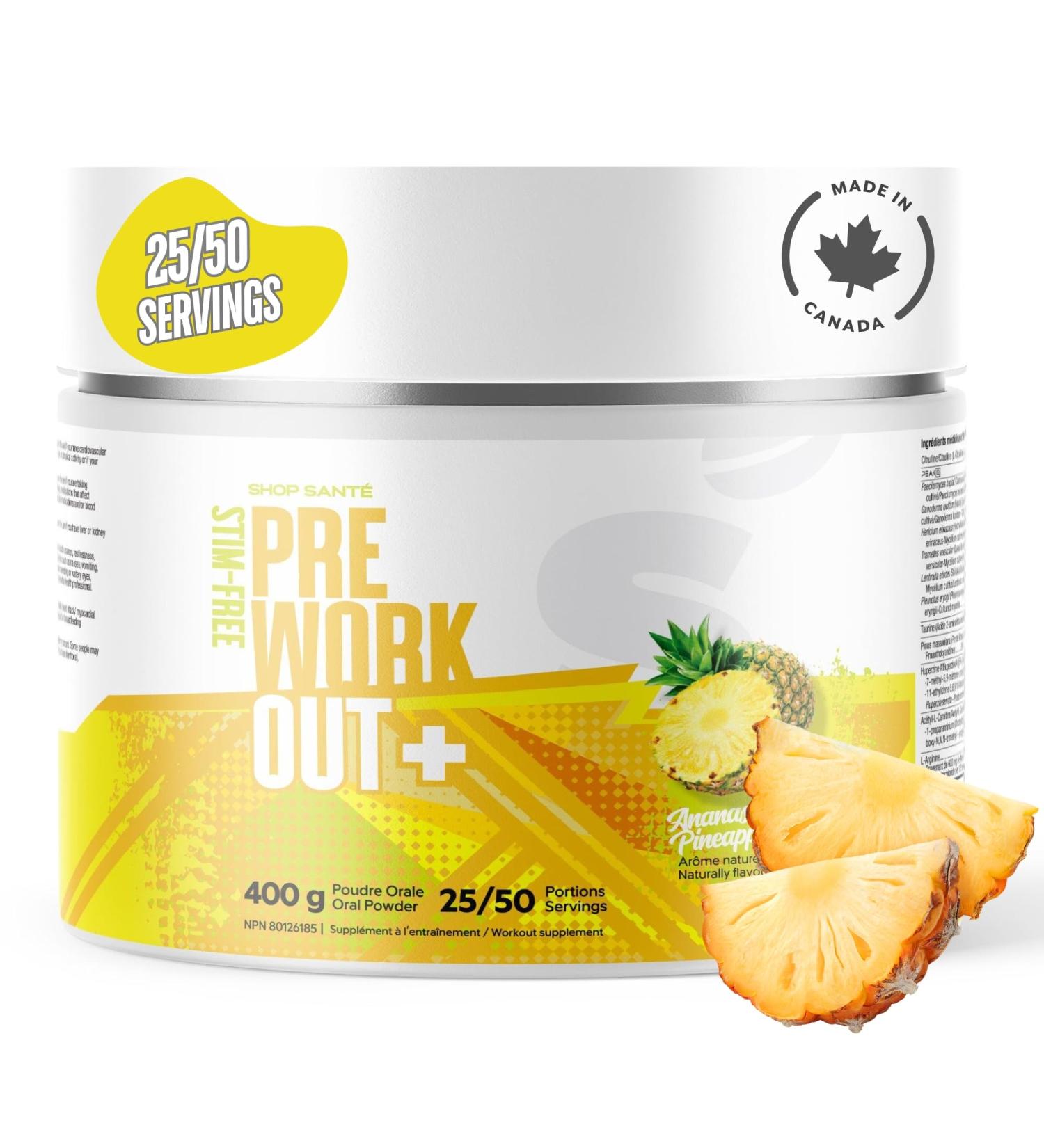 Shop Sante Pre Workout Plus Stim-Free Caffeine-Free EAA/BCAA with L-Arginine Acetyl-L-Carnitine & L- Citruline Amino Acid Supplement 50 Servings Pineapple - Buy Online on GoSupps.com