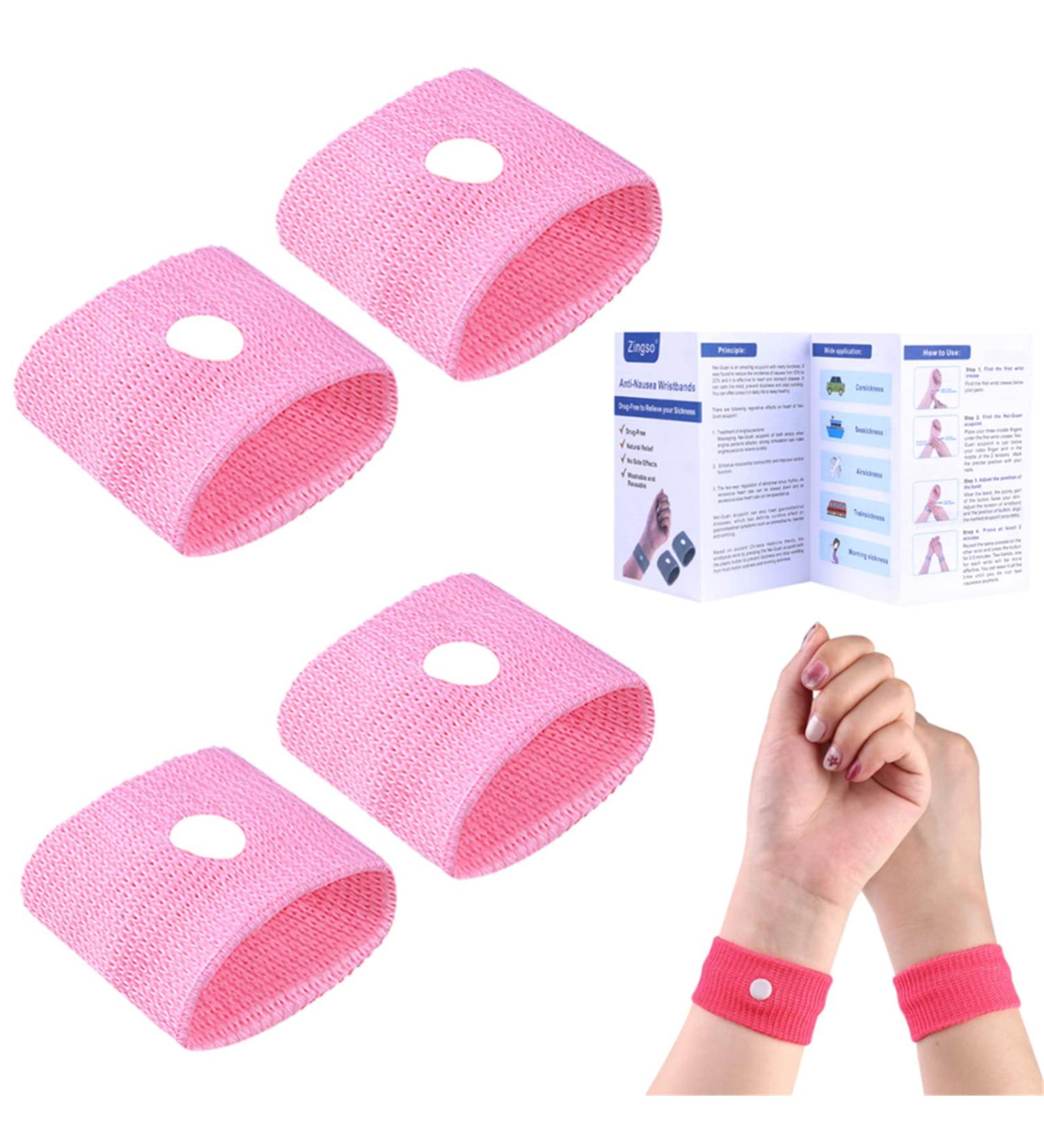 Kids Motion Sickness Bands - 2 Pairs Anti-Nausea Relief Wristbands in Pink for Travel, Sea, Car, Fly | Bracelet for Boys and Girls - Buy Online on GoSupps.com