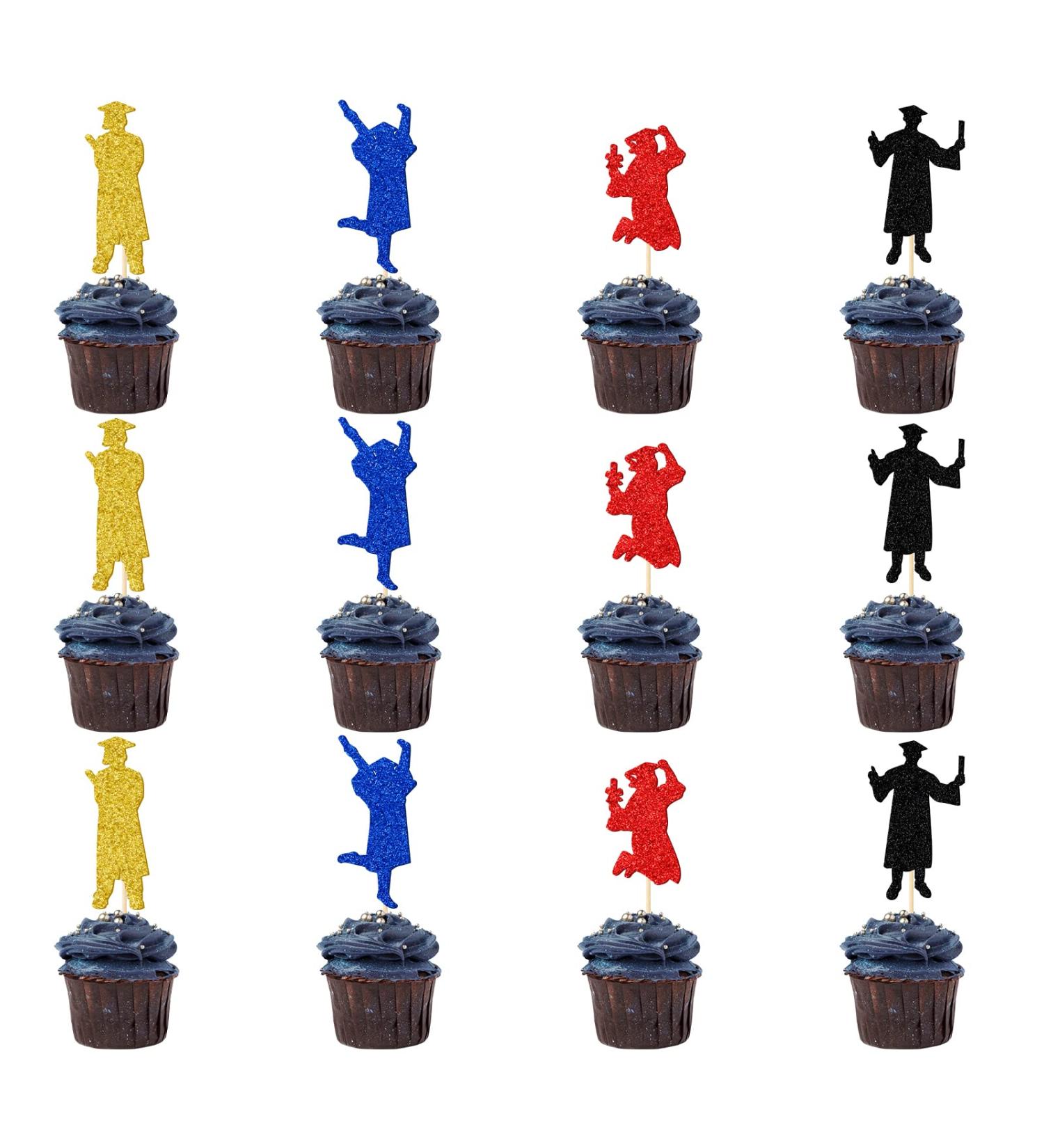 Graduate Silhouette Cupcake Toppers Graduation Cupcake Toppers Graduate Cupcake Toppers Graduation Party Decorations 24pcs - Buy Online on GoSupps.com
