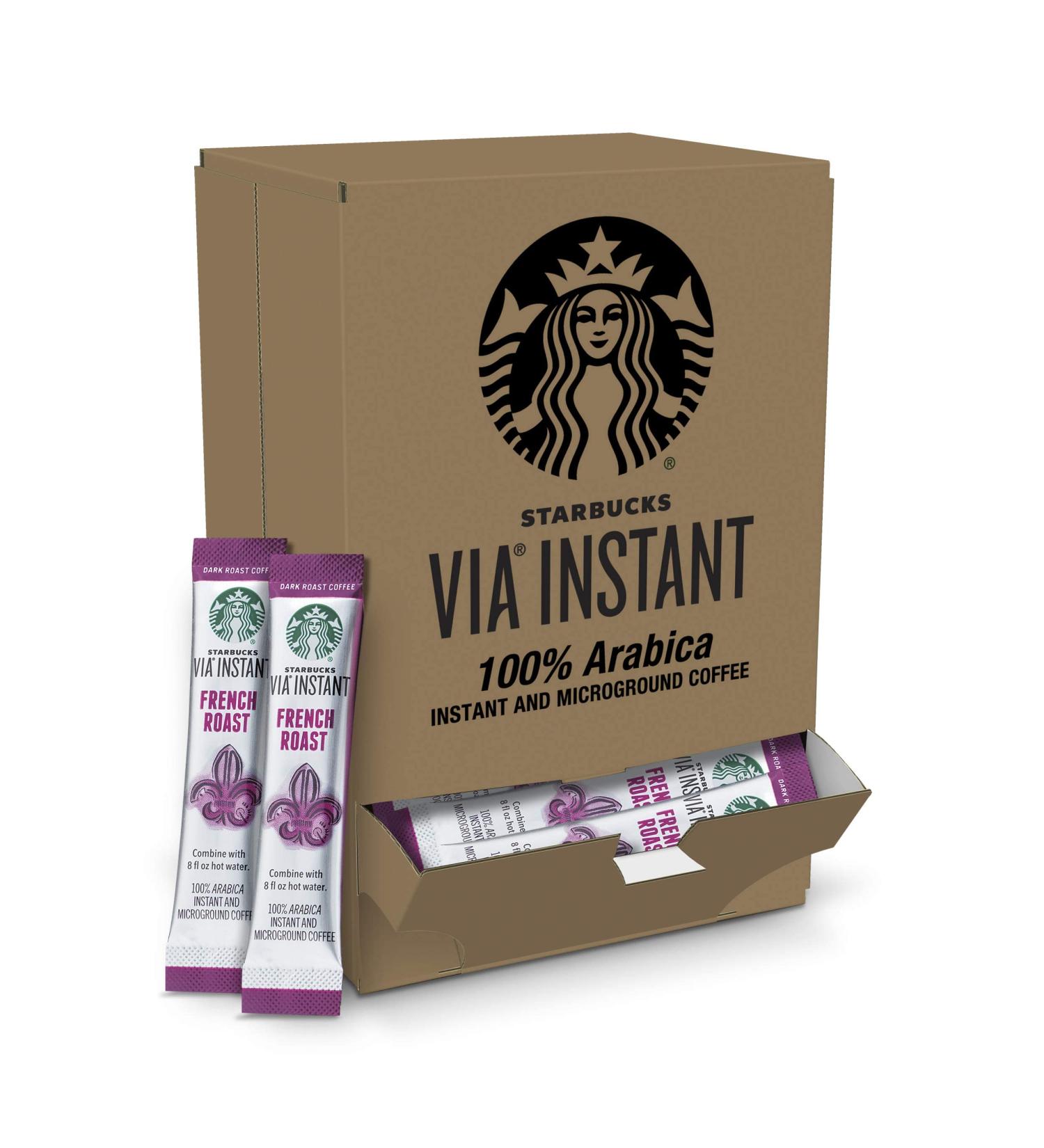 Starbucks VIA Dark Roast French Roast Coffee 100% Arabica - 50 Packets - Buy Online on GoSupps.com