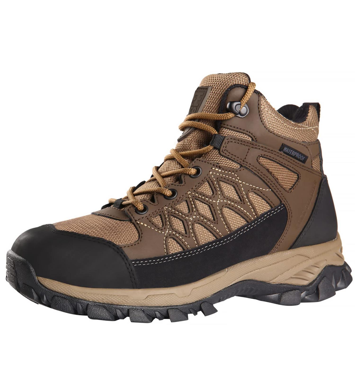 FREE SOLDIER Men's Waterproof Hiking Boots - Lightweight & Breathable Ankle Boots for Trekking - Black/Brown, Size 12 - Buy Online on GoSupps.com