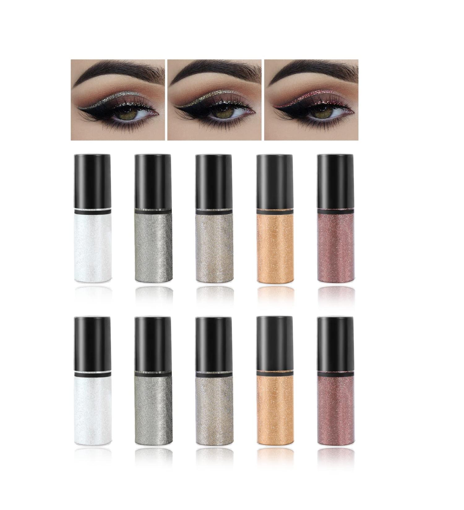 BOOBEES 10 PCs Liquid Glitter Eyeshadow Set - Waterproof Pearl Glitter Shimmer Eyeliner - Long-Lasting Quick-Dry Makeup in 5 Colors - Buy Online on GoSupps.com