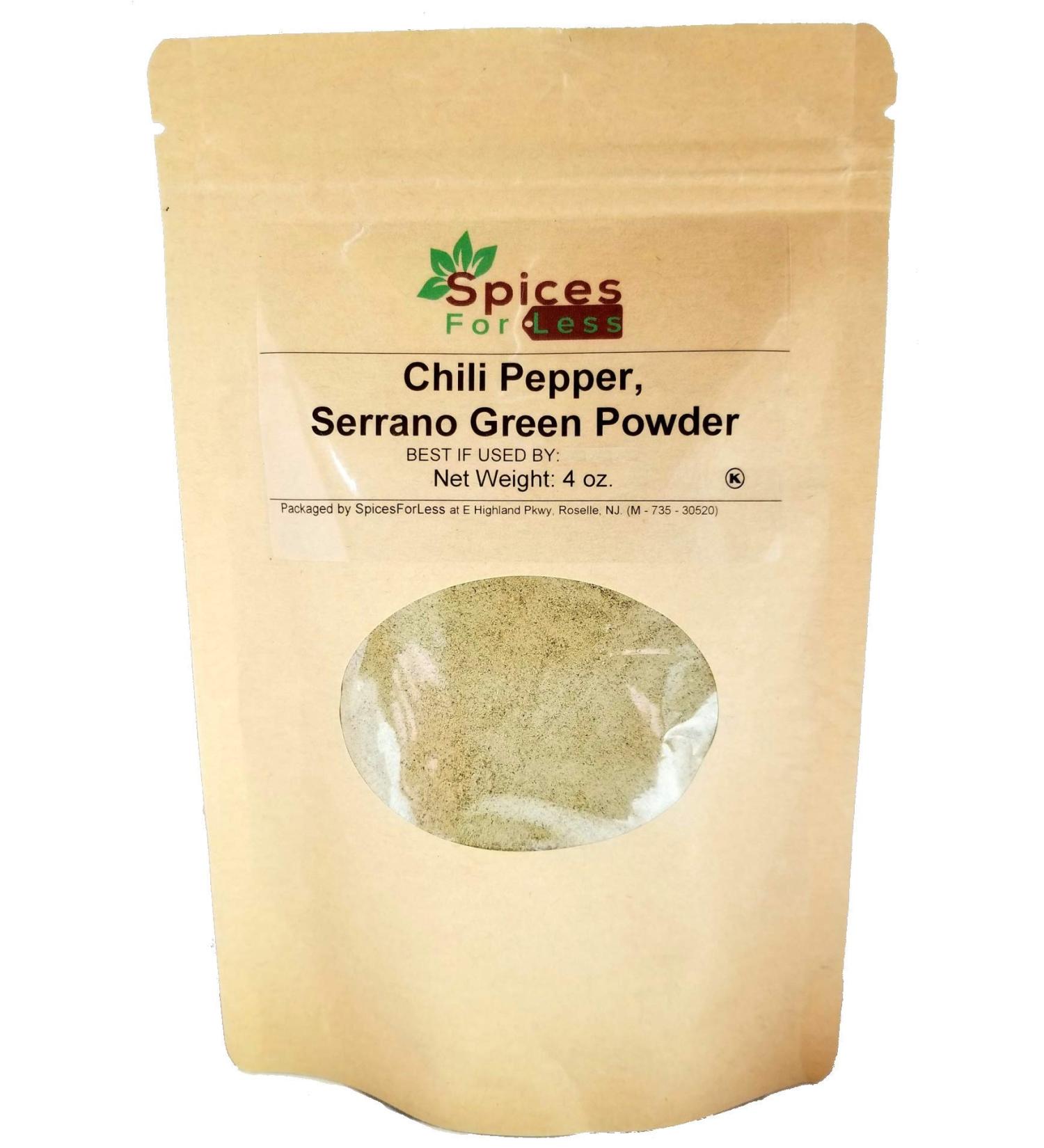 SFL Chili Pepper Serrano Green Powder 4 oz - Kosher - Resealable Pouch - Buy Online on GoSupps.com
