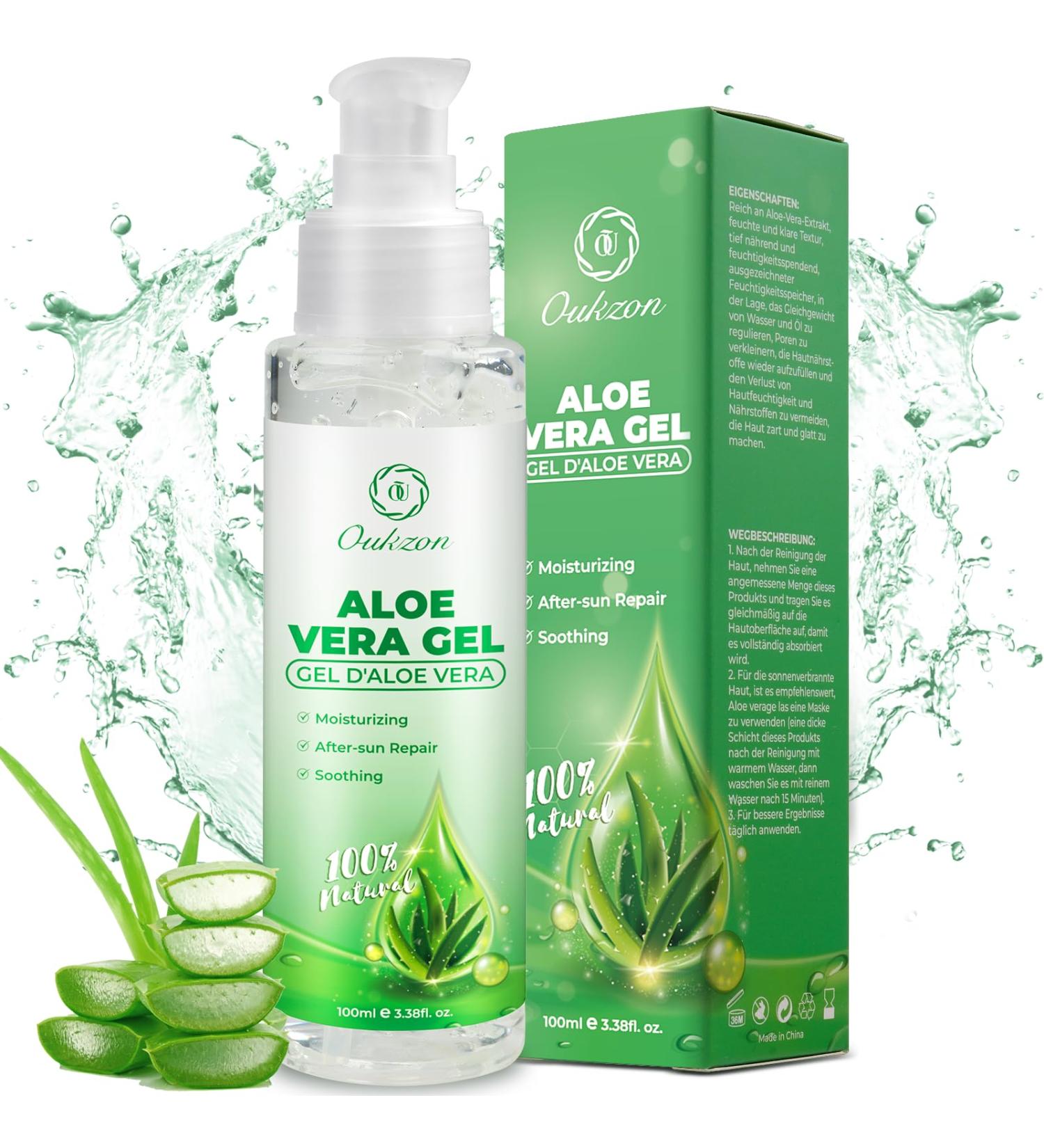 Pure Aloe Vera Gel for Dry Skin & Sunburn | 100% Natural Moisture Cream - 100ml Portable After Sun Lotion - Buy Online on GoSupps.com
