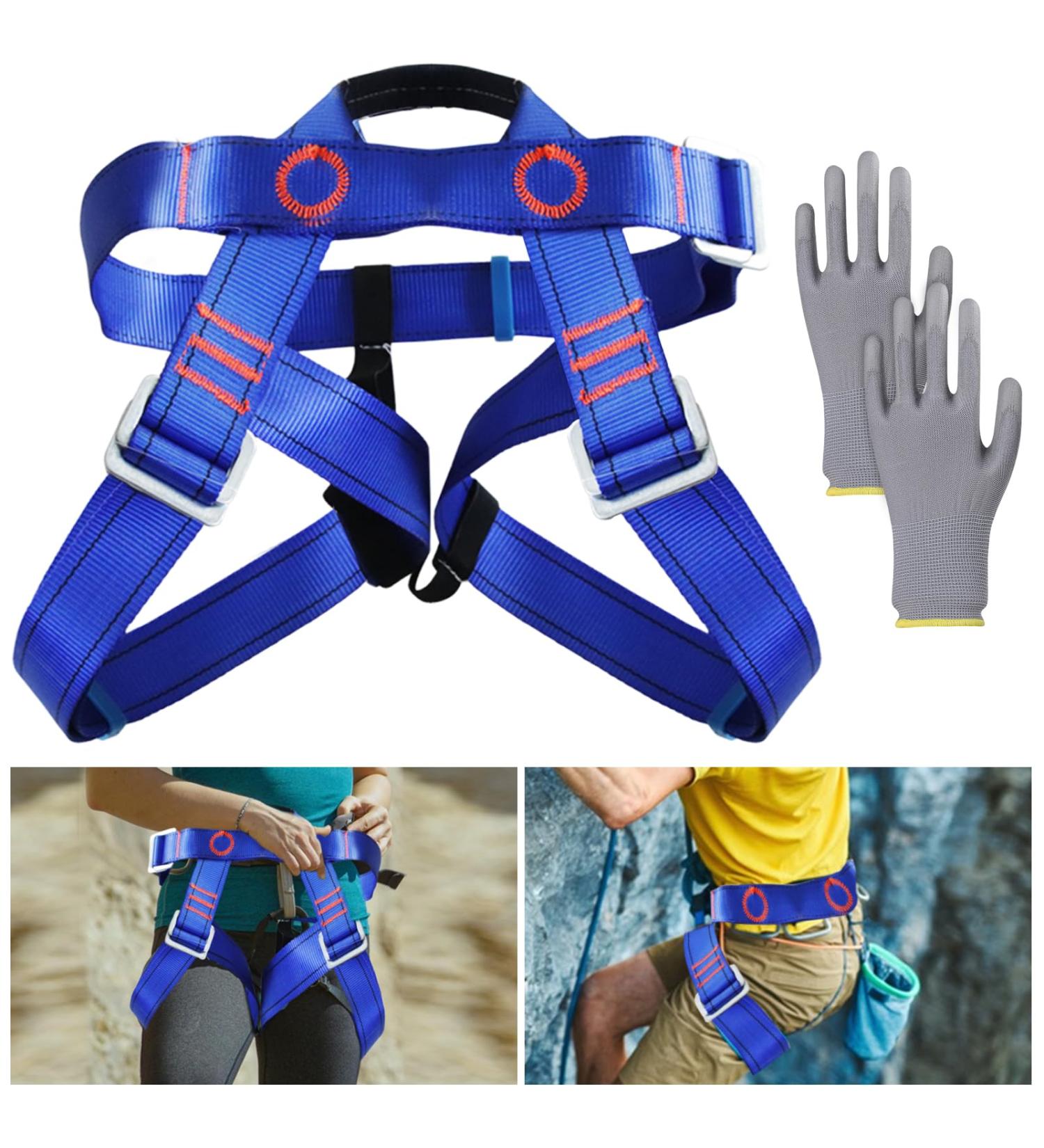 Buy Wiyety Adjustable Climbing Belt & Gloves - Safety Gear for Tree Climbing & Crash Protection (Blue) - International Shipping Available - Buy Online on GoSupps.com