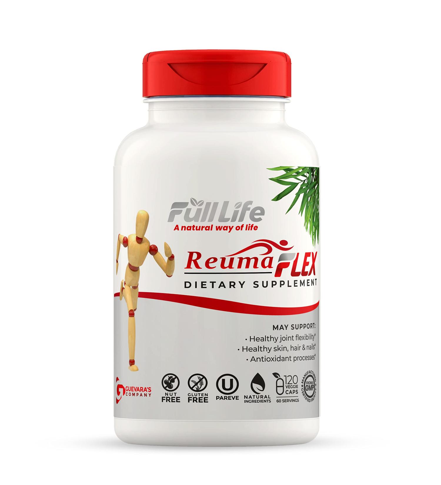 Reuma-Art Flex Herbal Supplements with Collagen, Turmeric - 120 Capsules | Healthy Skin, Hair, Nails | Kosher, Gluten-Free - Buy Online on GoSupps.com