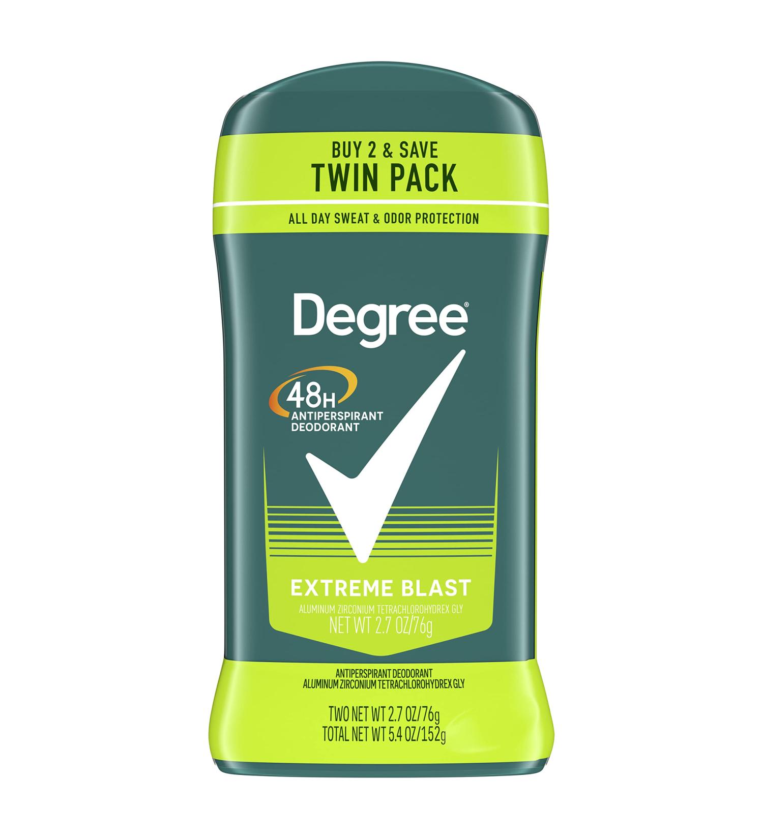 Degree Men Original Protection Antiperspirant Deodorant 48-Hour Sweat & Odor Protection Extreme Blast Twin Pack - 2.7 oz x 2 - Buy Online on GoSupps.com