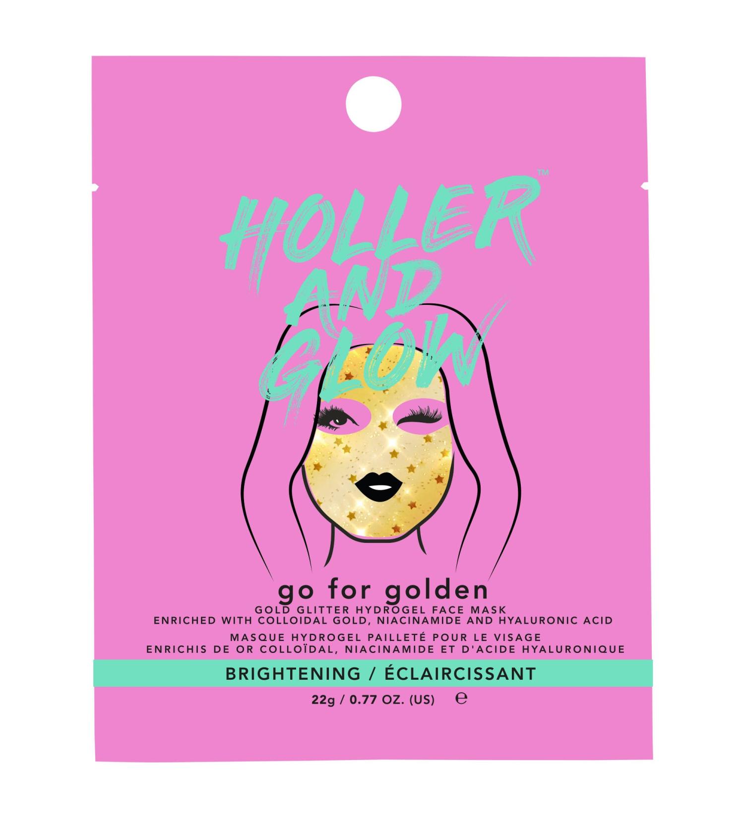 Holler and Glow Go For Golden Gold Glitter Hydrogel Face Mask