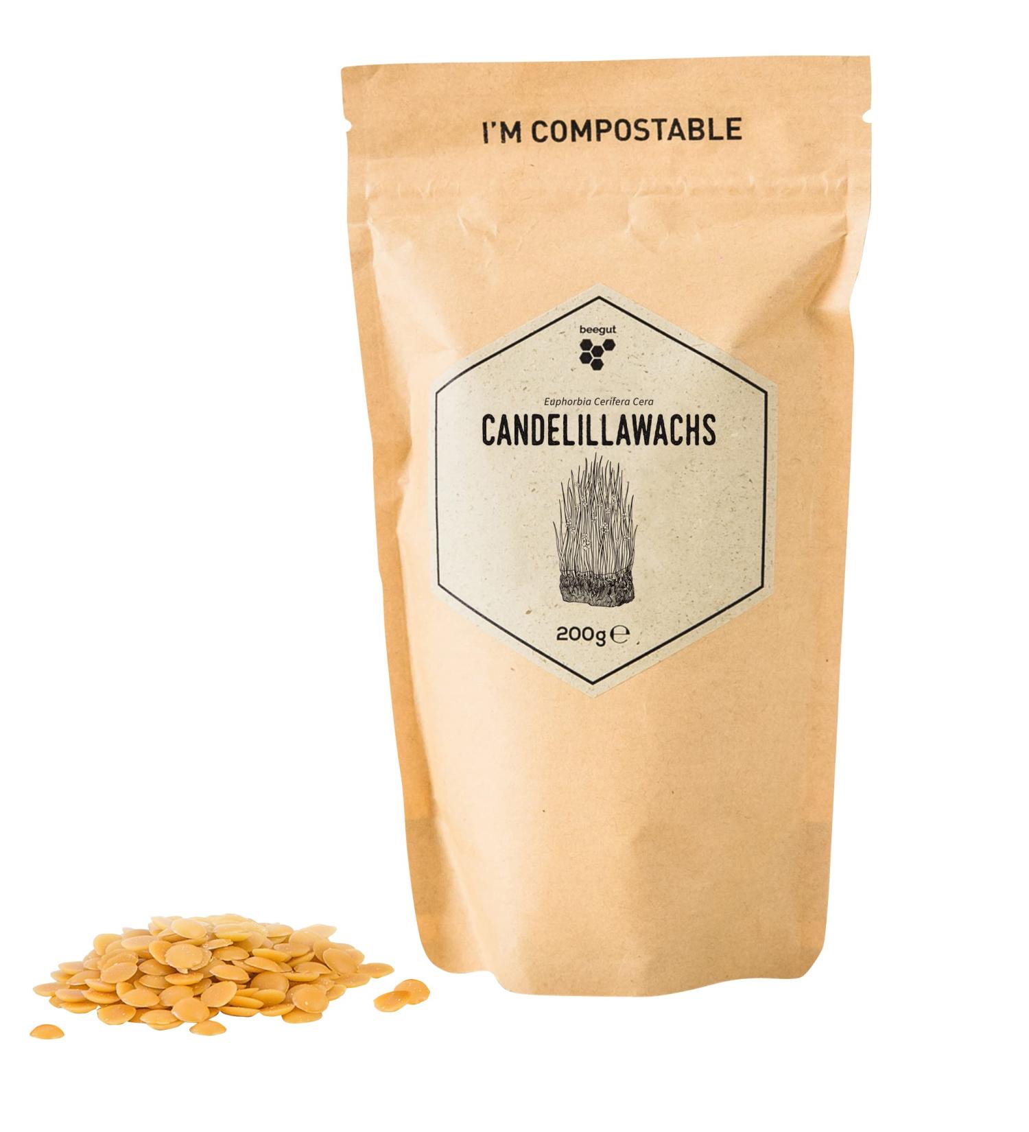 Beegut Candelillawachs - Vegan Vegetable Wax for Natural Cosmetics | 200g Alternative to Beeswax - International Shipping Available - Buy Online on GoSupps.com