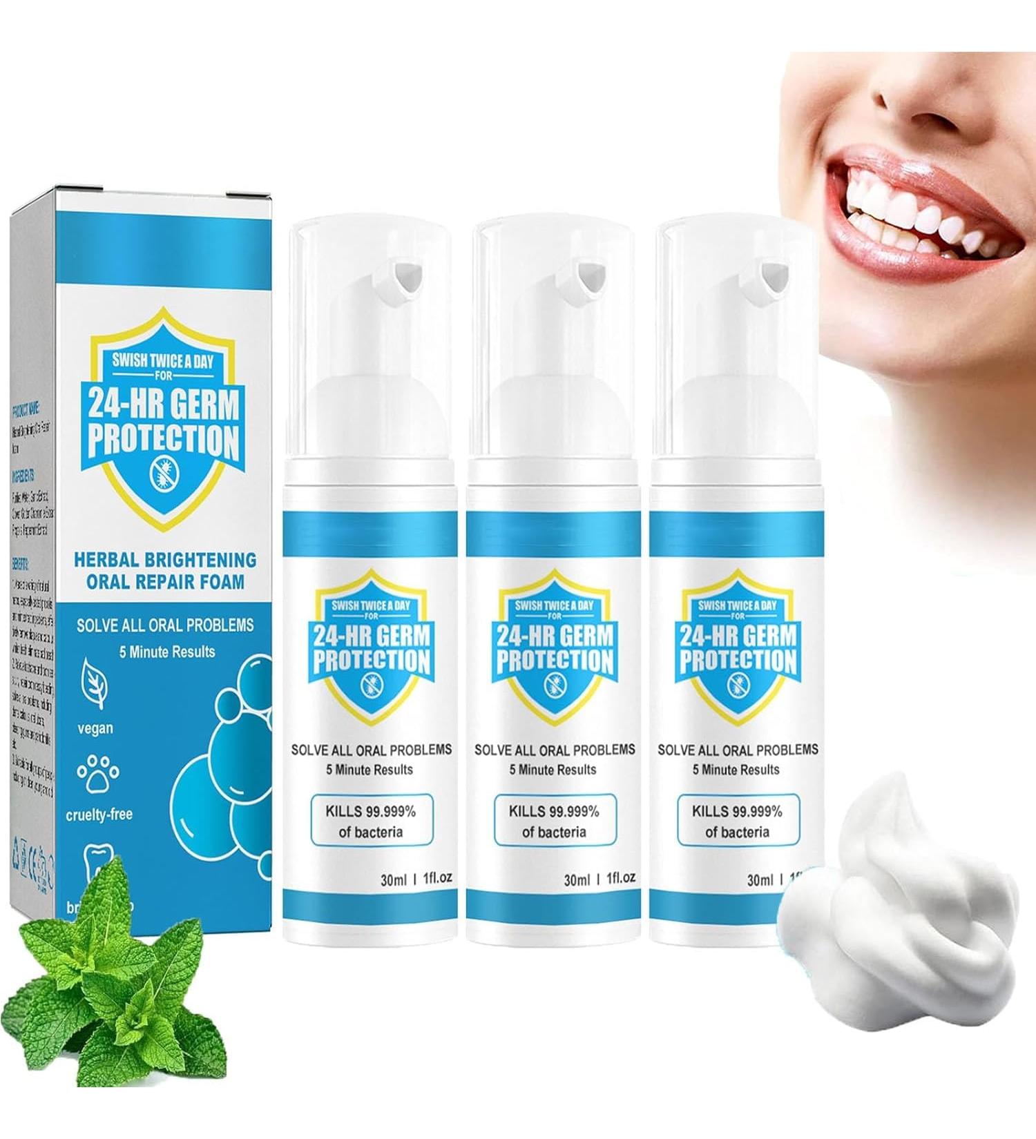 Jorondy Teeth Mouthwash & Furzero Herbal Foam - Tartar Removal Tooth Whitening Mousse (3PCs) - Deep Cleaning Oral Care - Buy Online on GoSupps.com