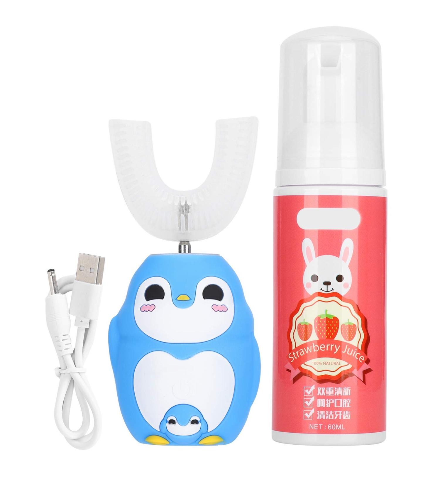 Kids U-Shaped Electric Toothbrush | IPX7 Waterproof Sonic Toothbrush for Children | 3 Cleaning Modes | Toddler Electric Toothbrush (Blue) - Buy Online on GoSupps.com