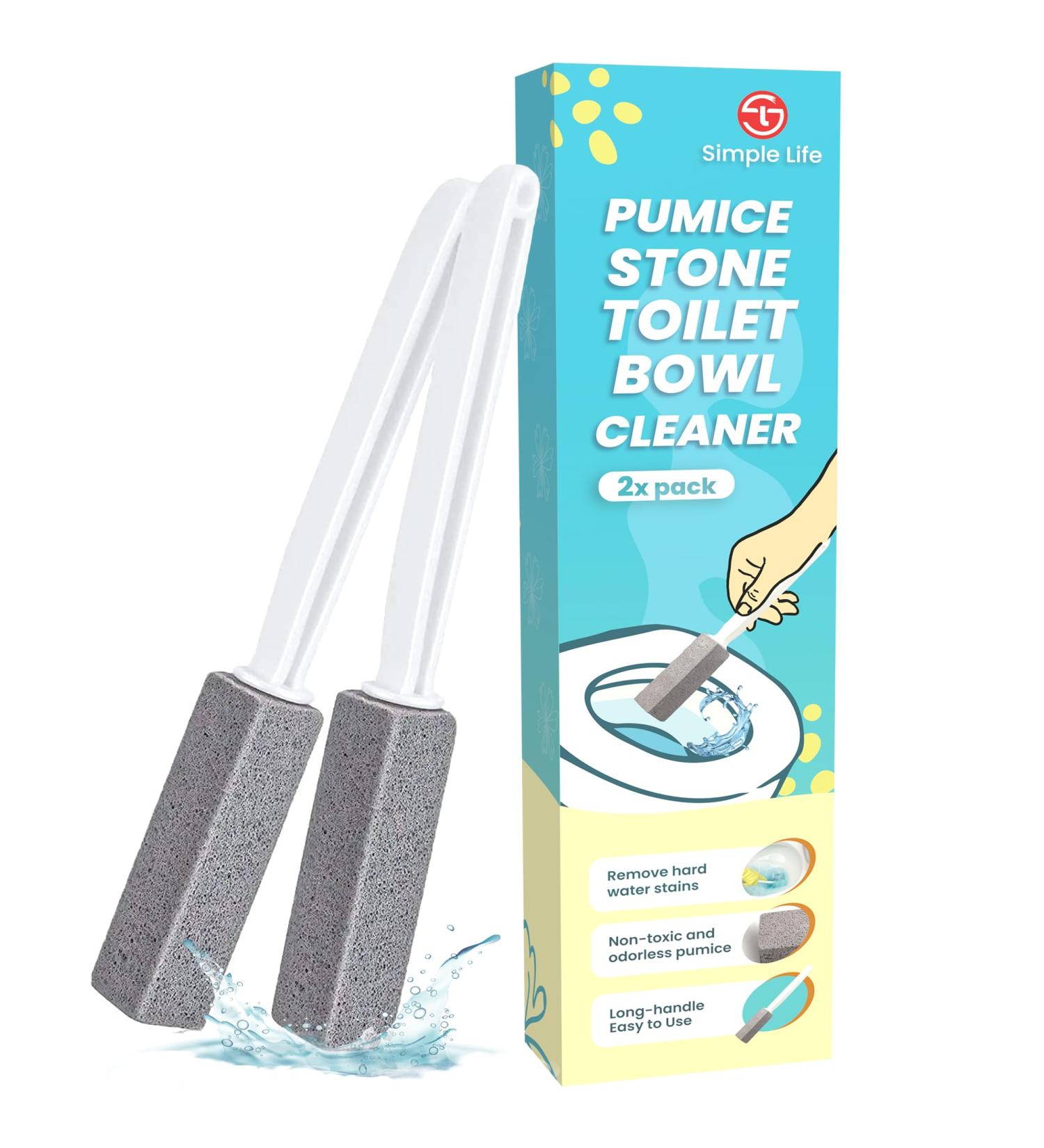 Simple Life Pumice Stone Toilet Bowl Cleaner - Extra Long Handle Scouring Stick for Stains in Toilets Grills Tiles & Pools - 2 Pack - Buy Online on GoSupps.com