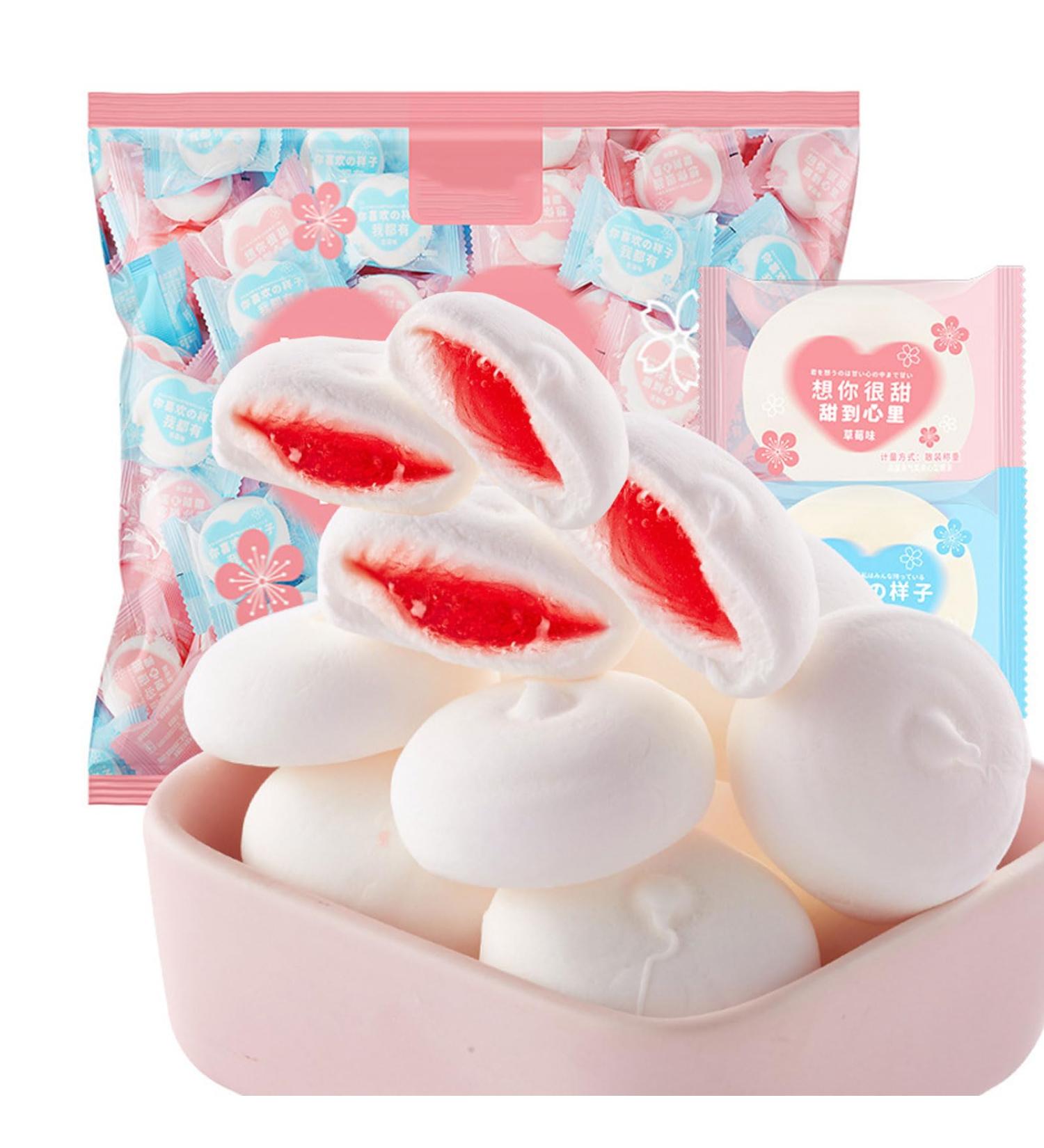 marshmallows large vegan marshmallows marshmallow candy500g Strawberry Flavoured Cotton Candy Pack of about 80 - Buy Online on GoSupps.com